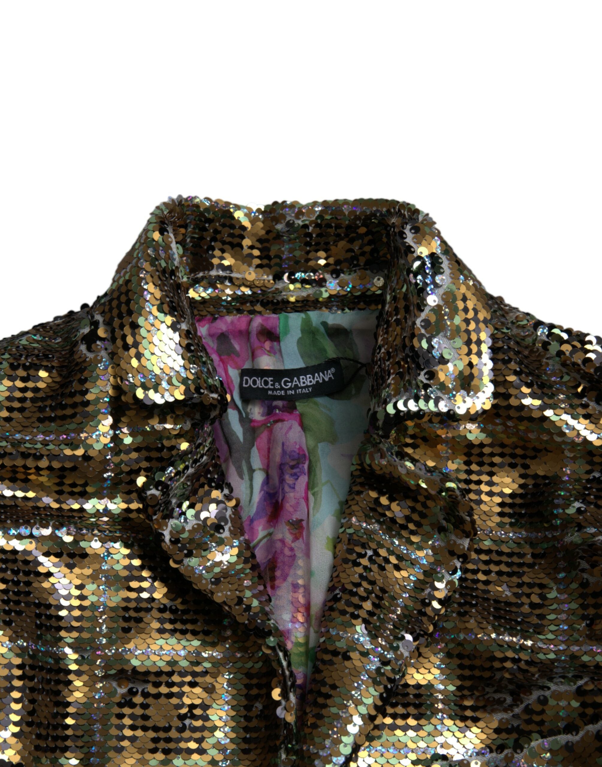 Dolce & Gabbana Multicolor Polyester Sequined Cropped Women's Jacket