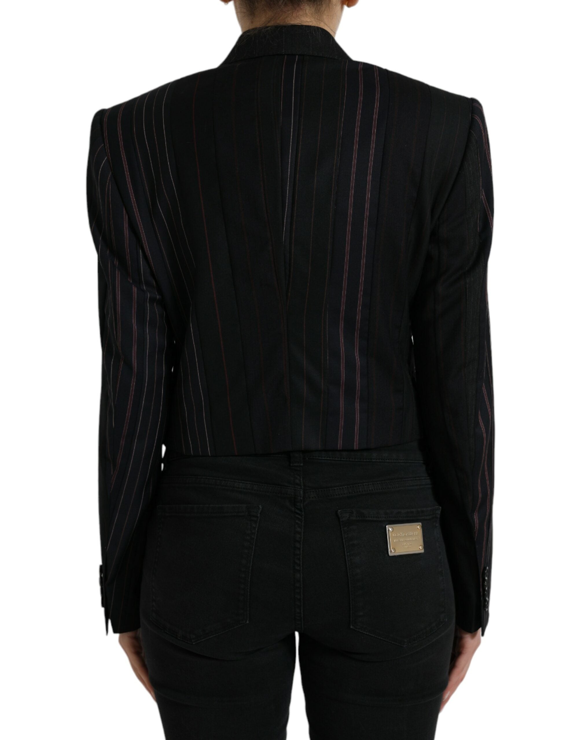 Dolce & Gabbana Black Striped SICILIA Double Breasted Women's Jacket