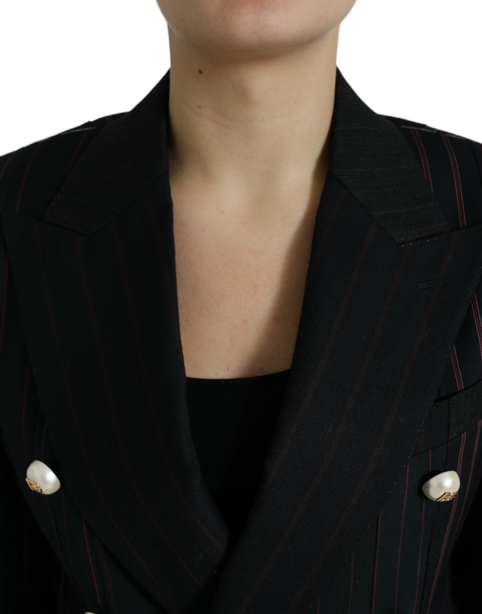 Dolce & Gabbana Black Striped SICILIA Double Breasted Women's Jacket