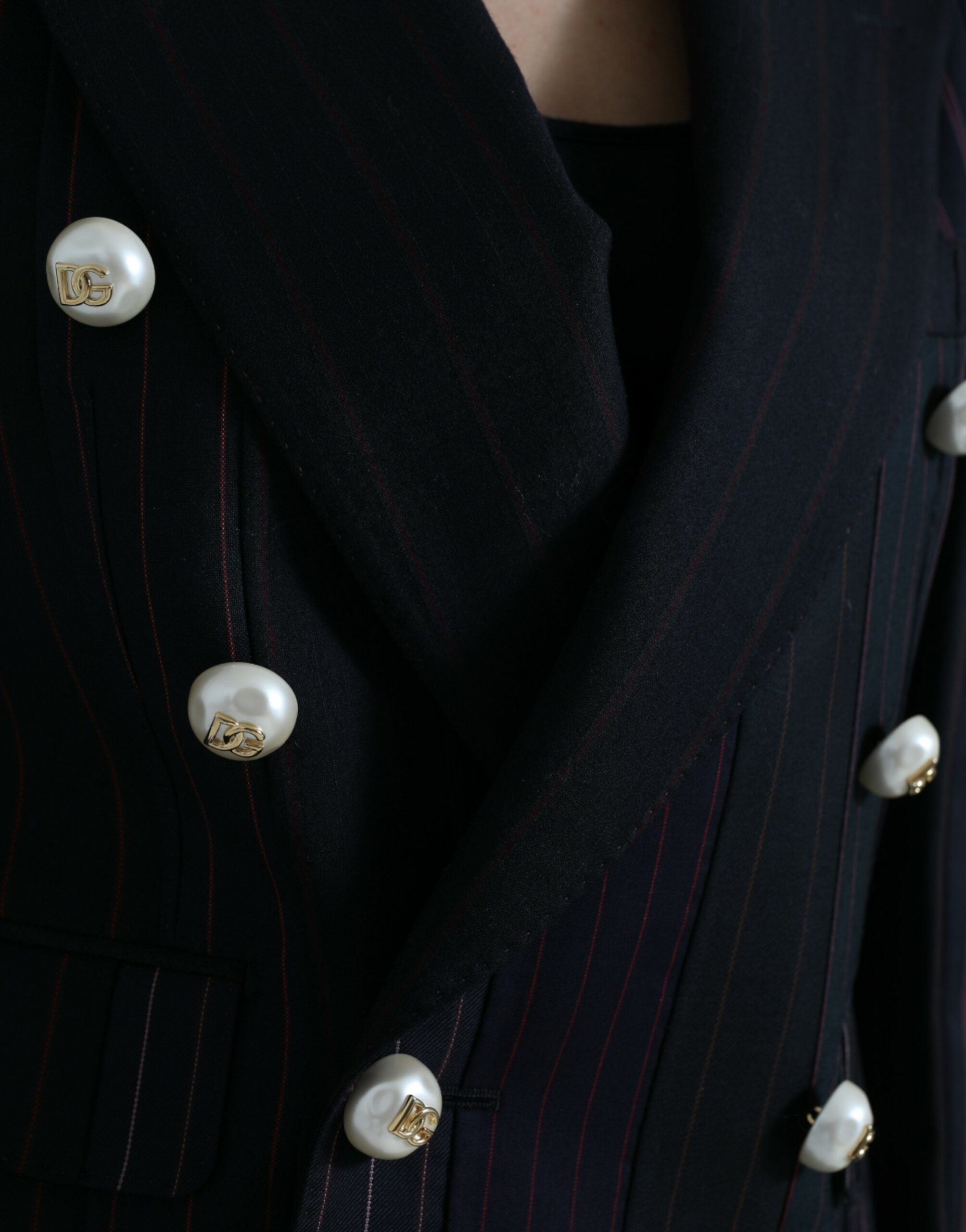Dolce & Gabbana Black Striped SICILIA Double Breasted Women's Jacket