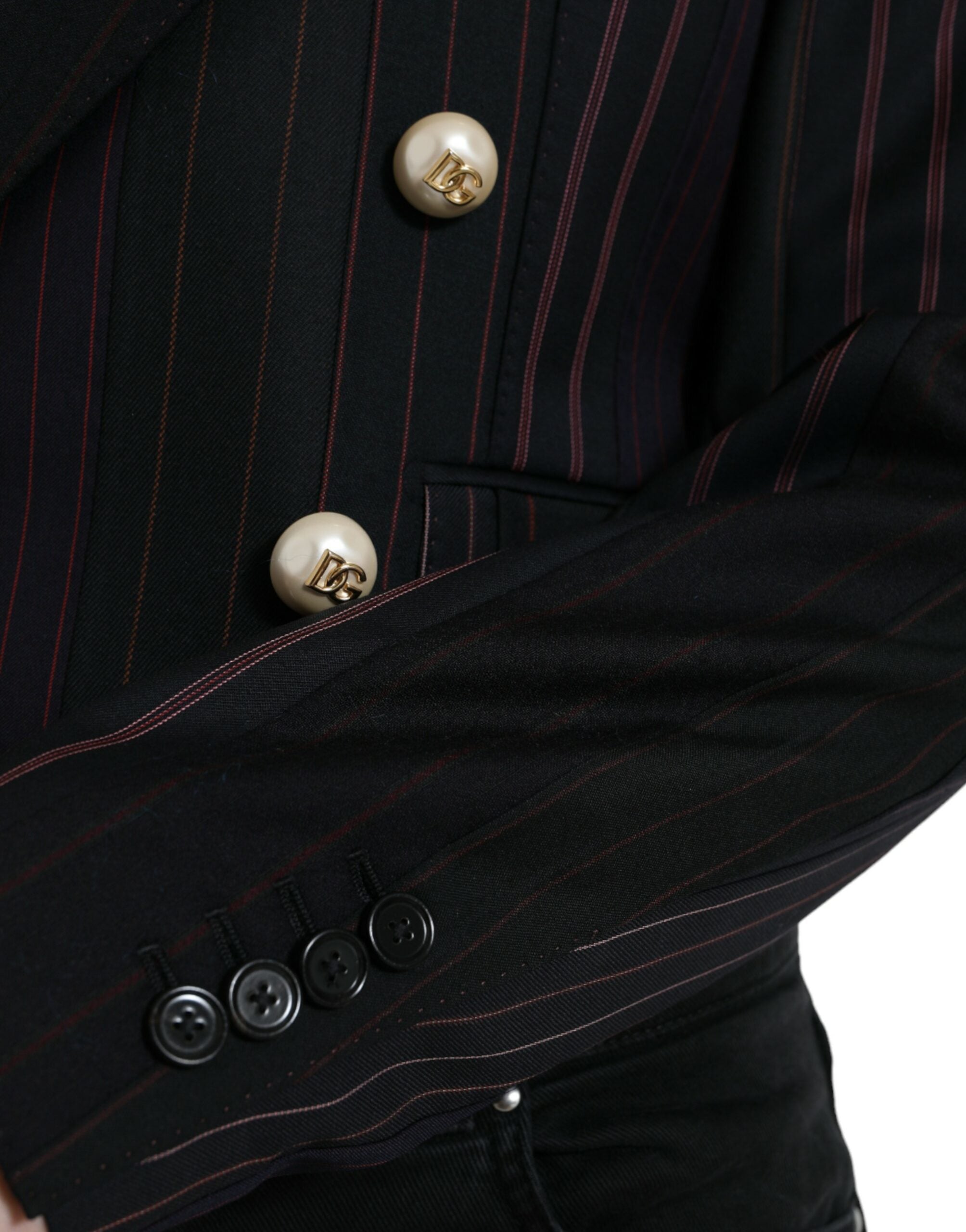 Dolce & Gabbana Black Striped SICILIA Double Breasted Women's Jacket