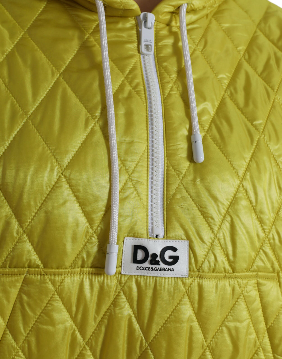 Dolce & Gabbana Yellow Nylon Quilted Hooded Pullover Women's Jacket