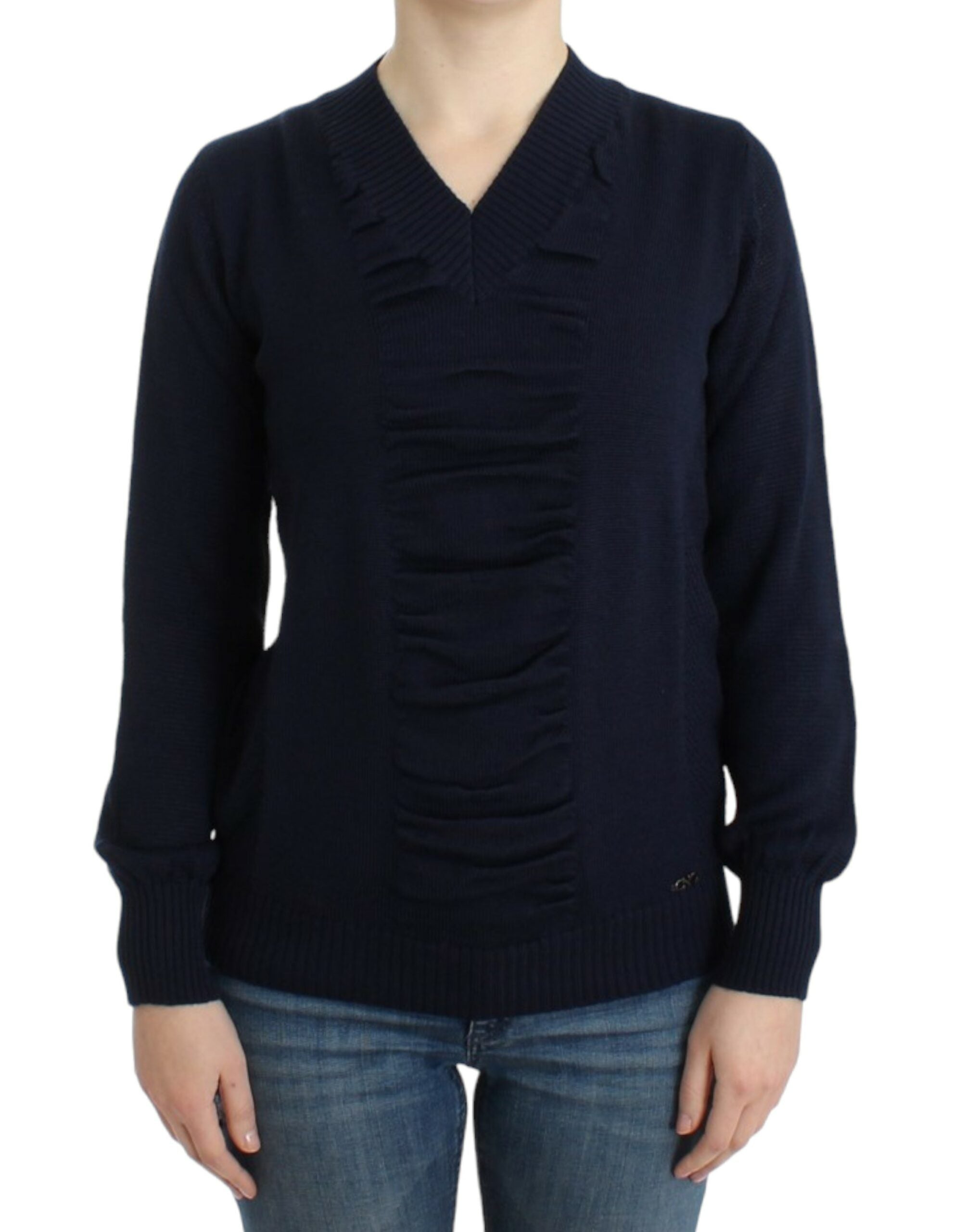Costume National Dark blue V-neck wool Women's sweater