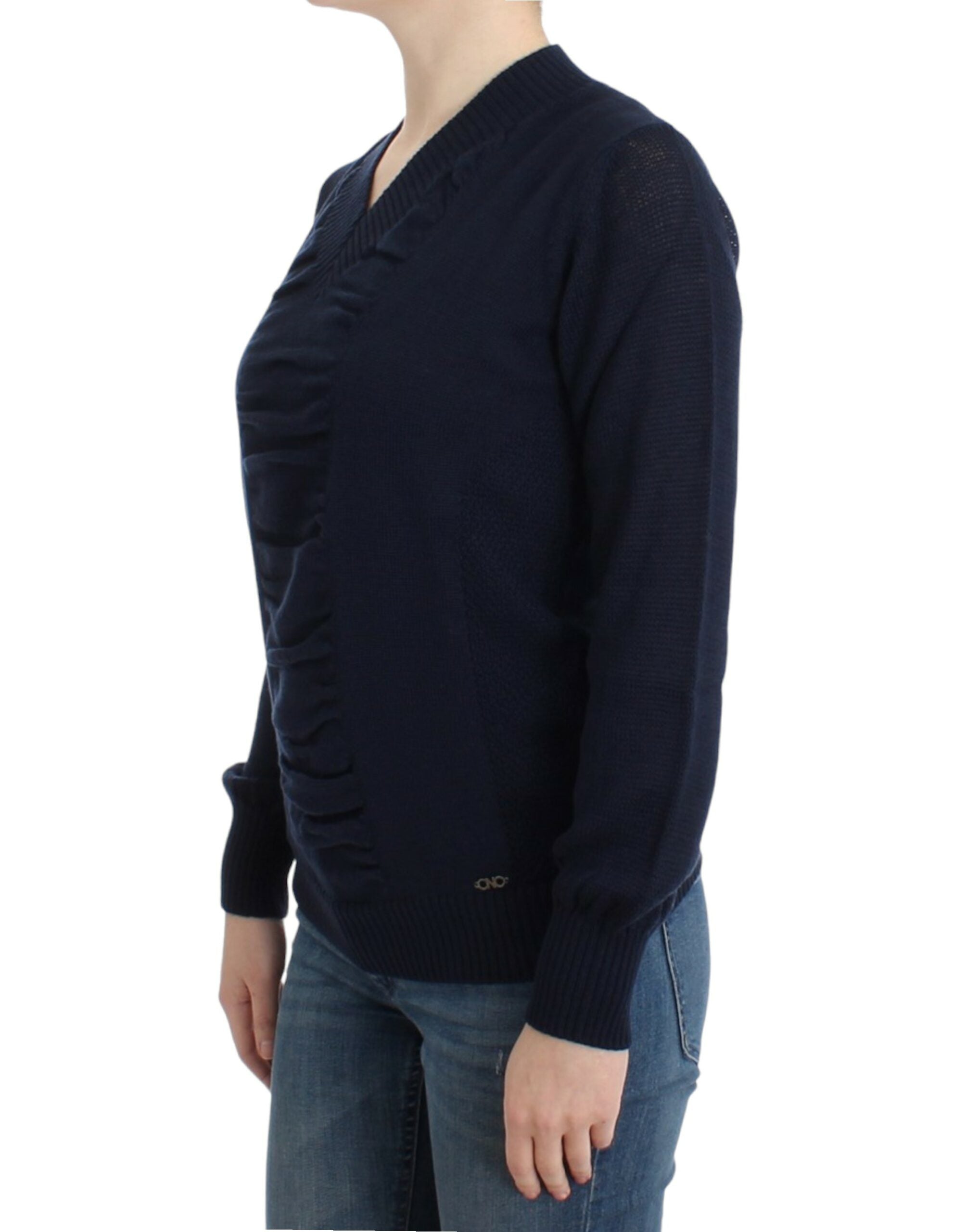 Costume National Dark blue V-neck wool Women's sweater