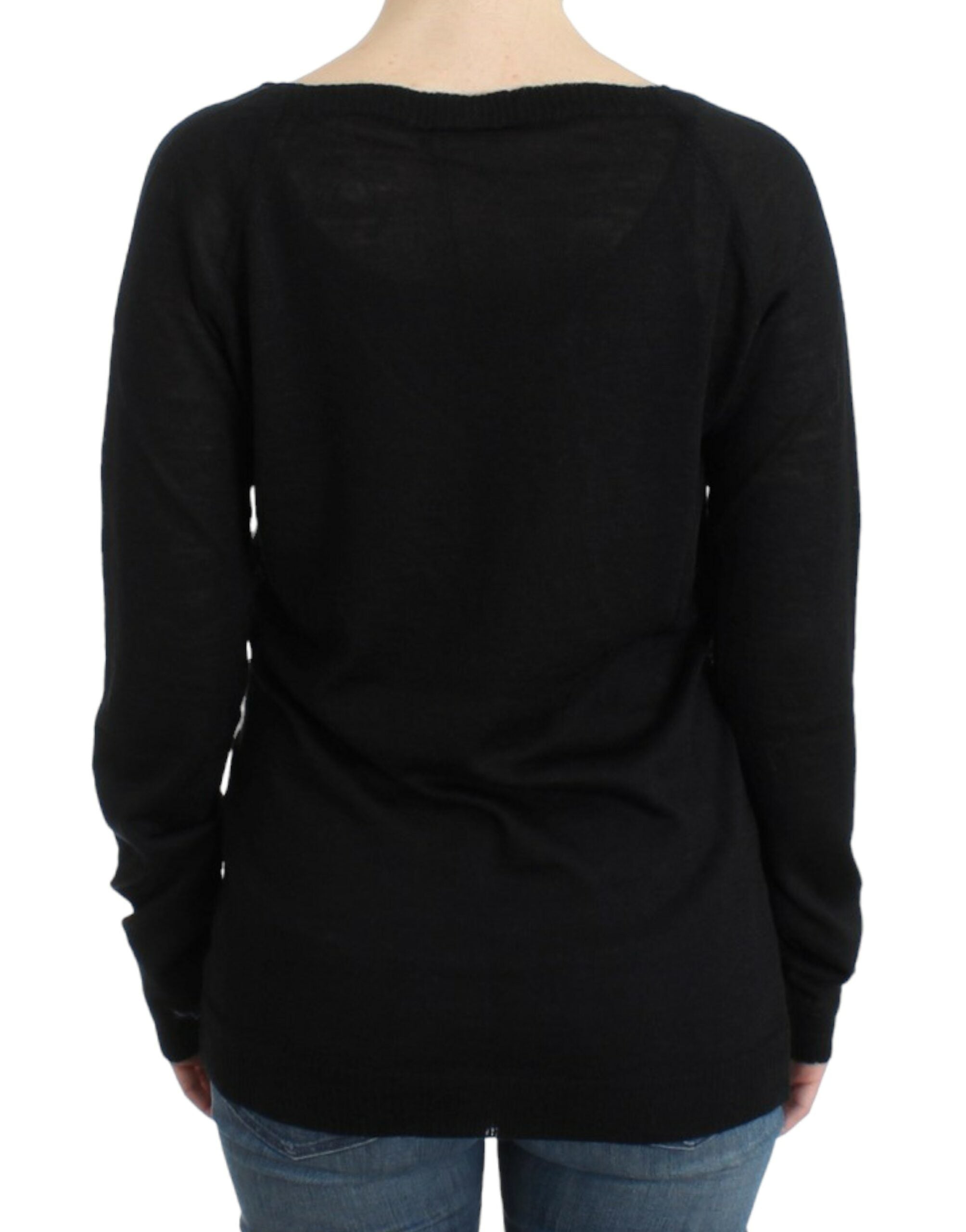 Costume National Black striped V-neck Women's sweater