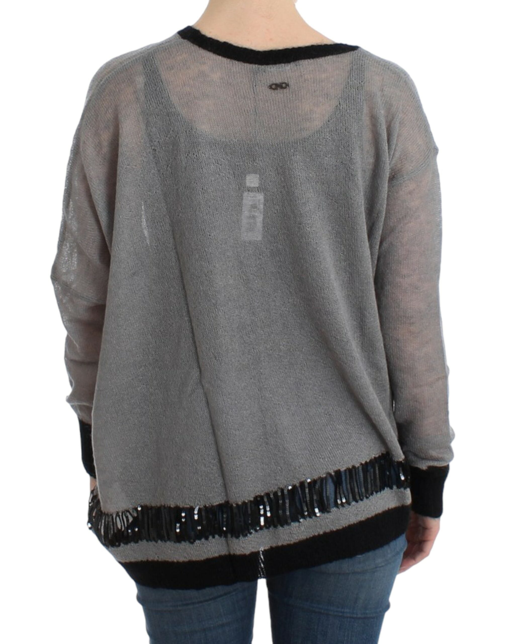 Costume National Gray embellished asymmetric Women's sweater