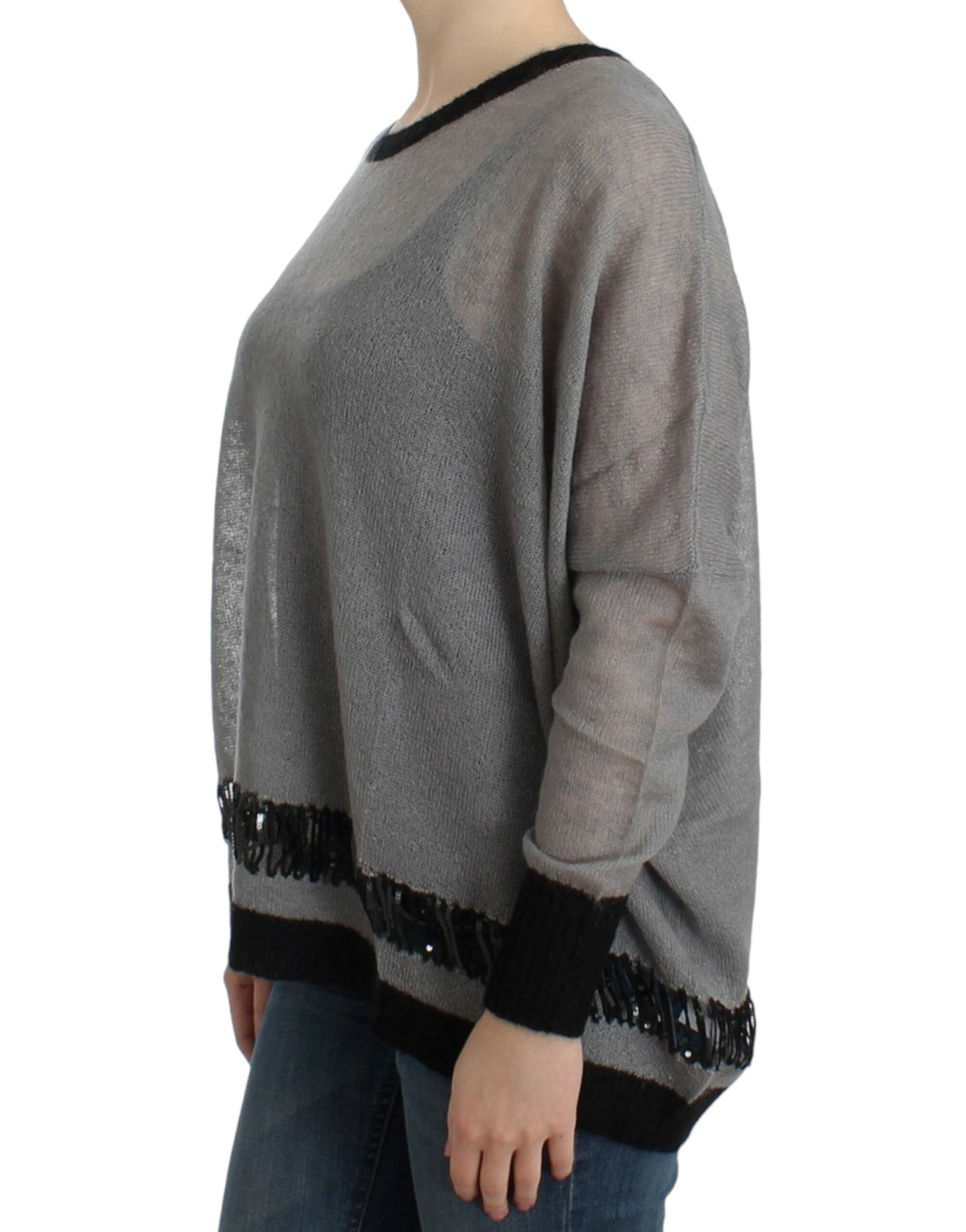 Costume National Gray embellished asymmetric Women's sweater