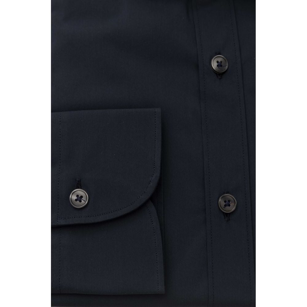 Bagutta Blue Cotton Men Shirt Slim Fit with French Men's Collar