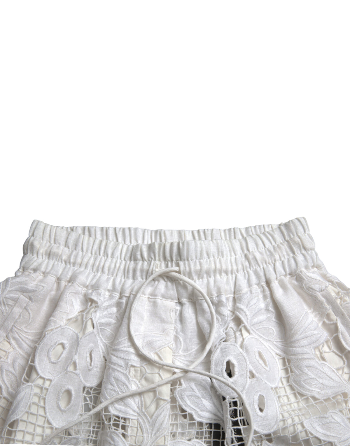 Dolce & Gabbana White Cotton Cutout High Waist Bermuda Women's Shorts