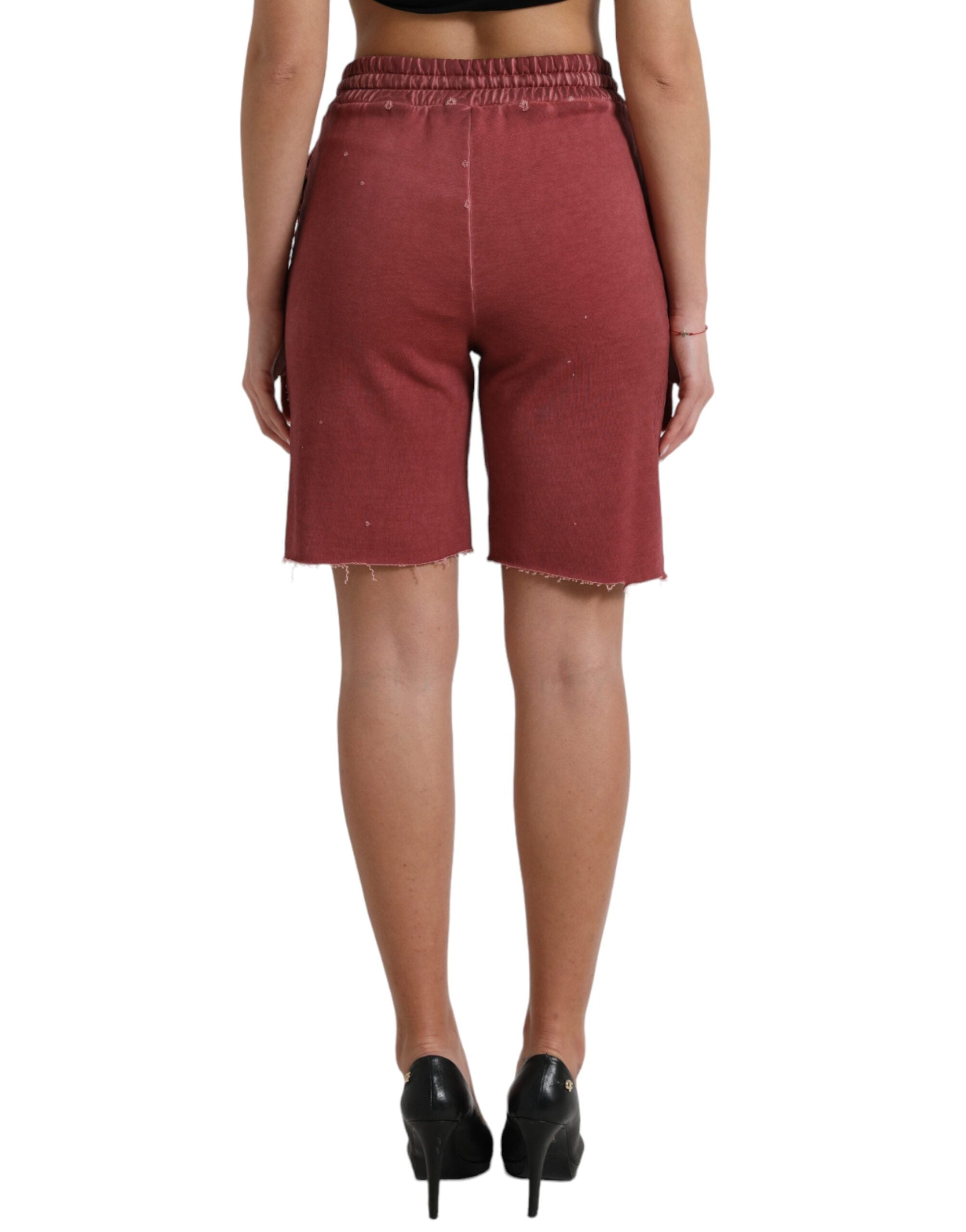Dolce & Gabbana Chic Maroon High-Waist Designer Women's Sweatshorts