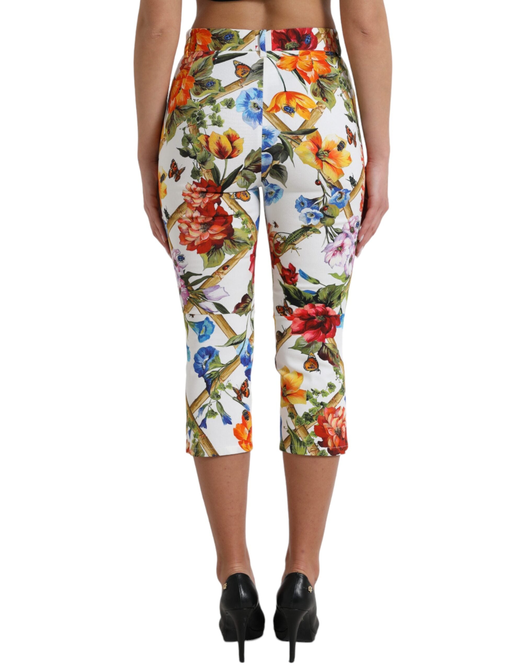 Dolce & Gabbana Floral High Waist Cropped Fashion Women's Pants
