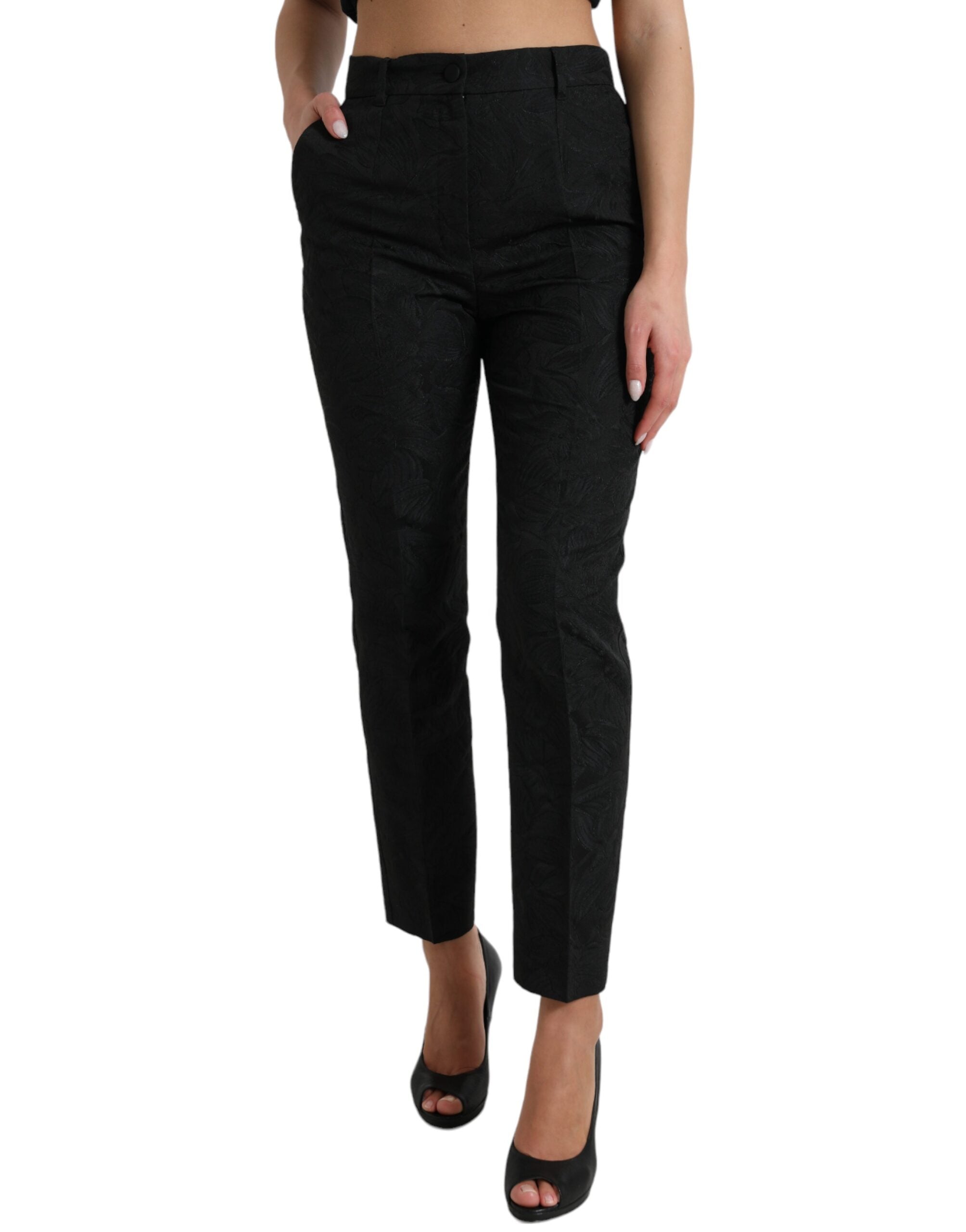 Dolce & Gabbana Black Polyester Tapered Women Trouser Pants main image 0