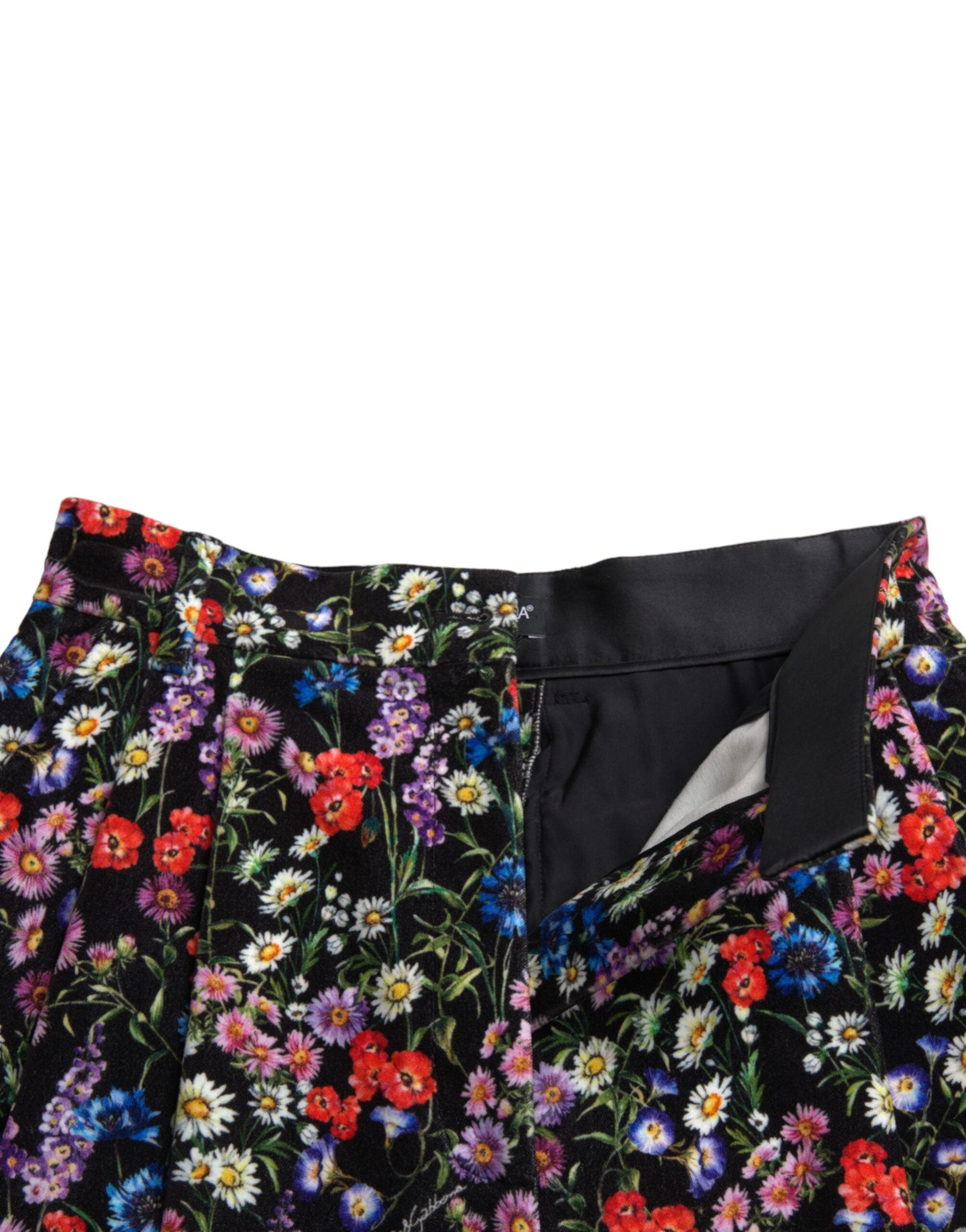 Dolce & Gabbana Black Floral High Waist Hot Pants Women's Shorts