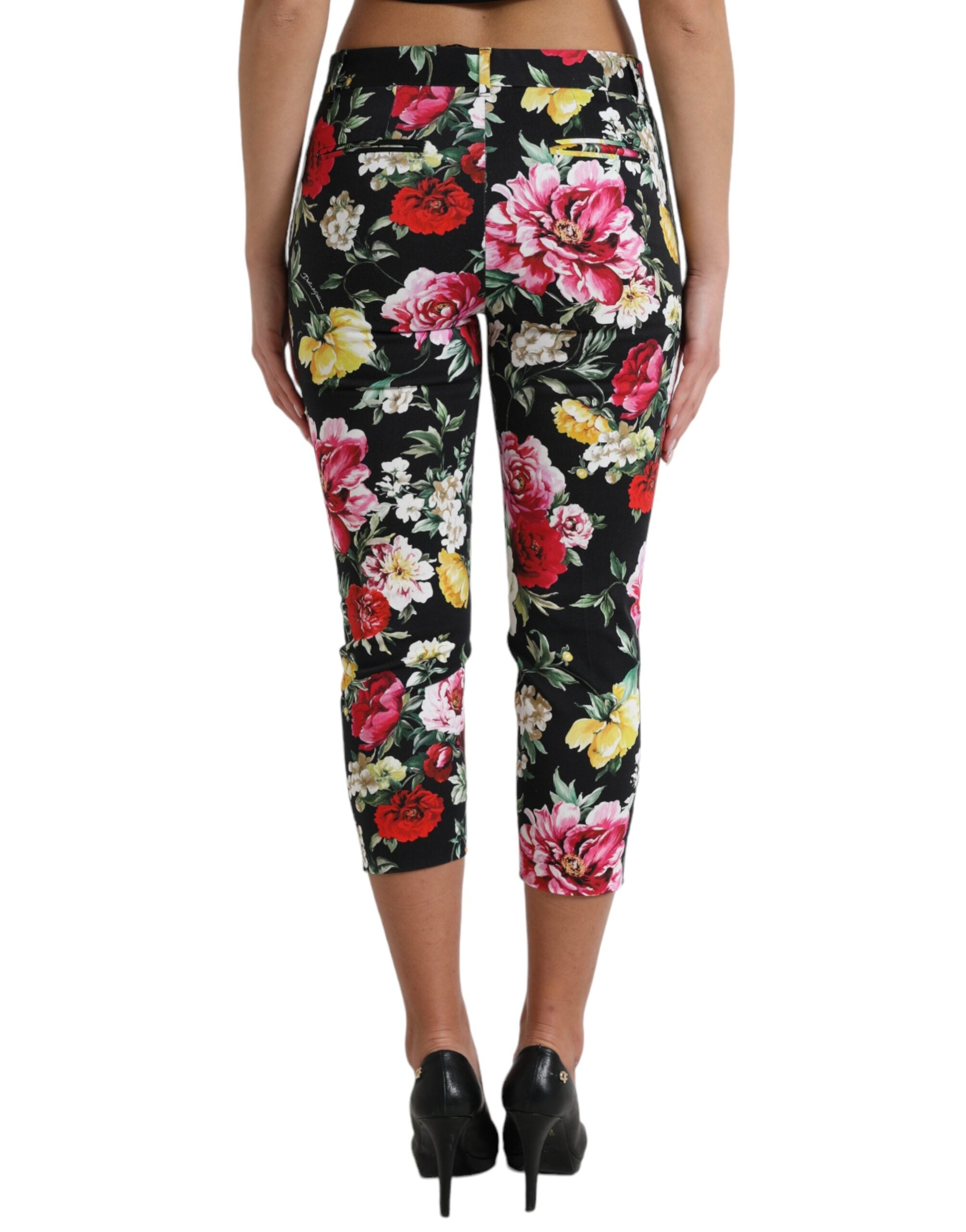 Dolce & Gabbana Elegant Floral Mid Waist Cropped Women's Pants