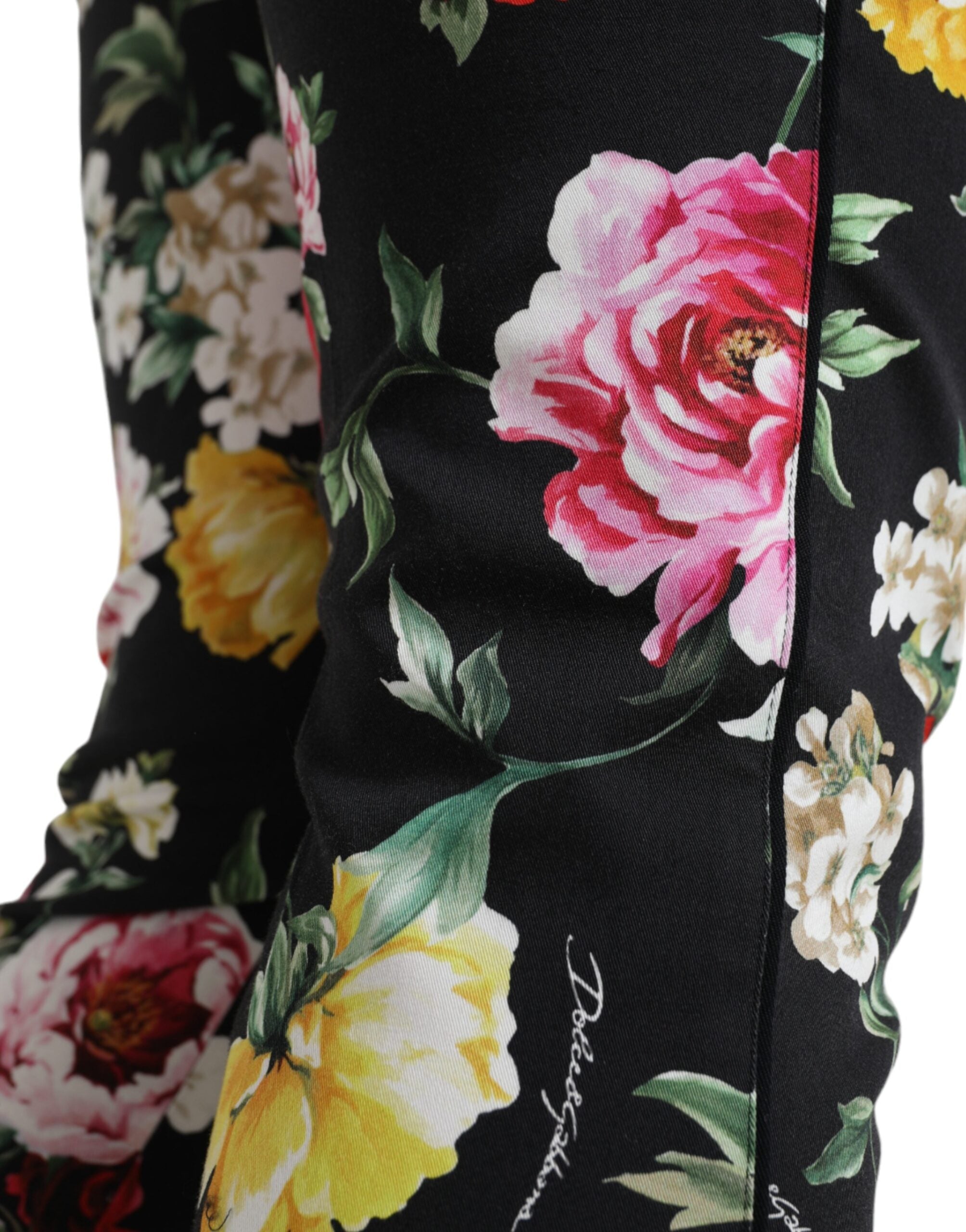 Dolce & Gabbana Elegant Floral Mid Waist Cropped Women's Pants