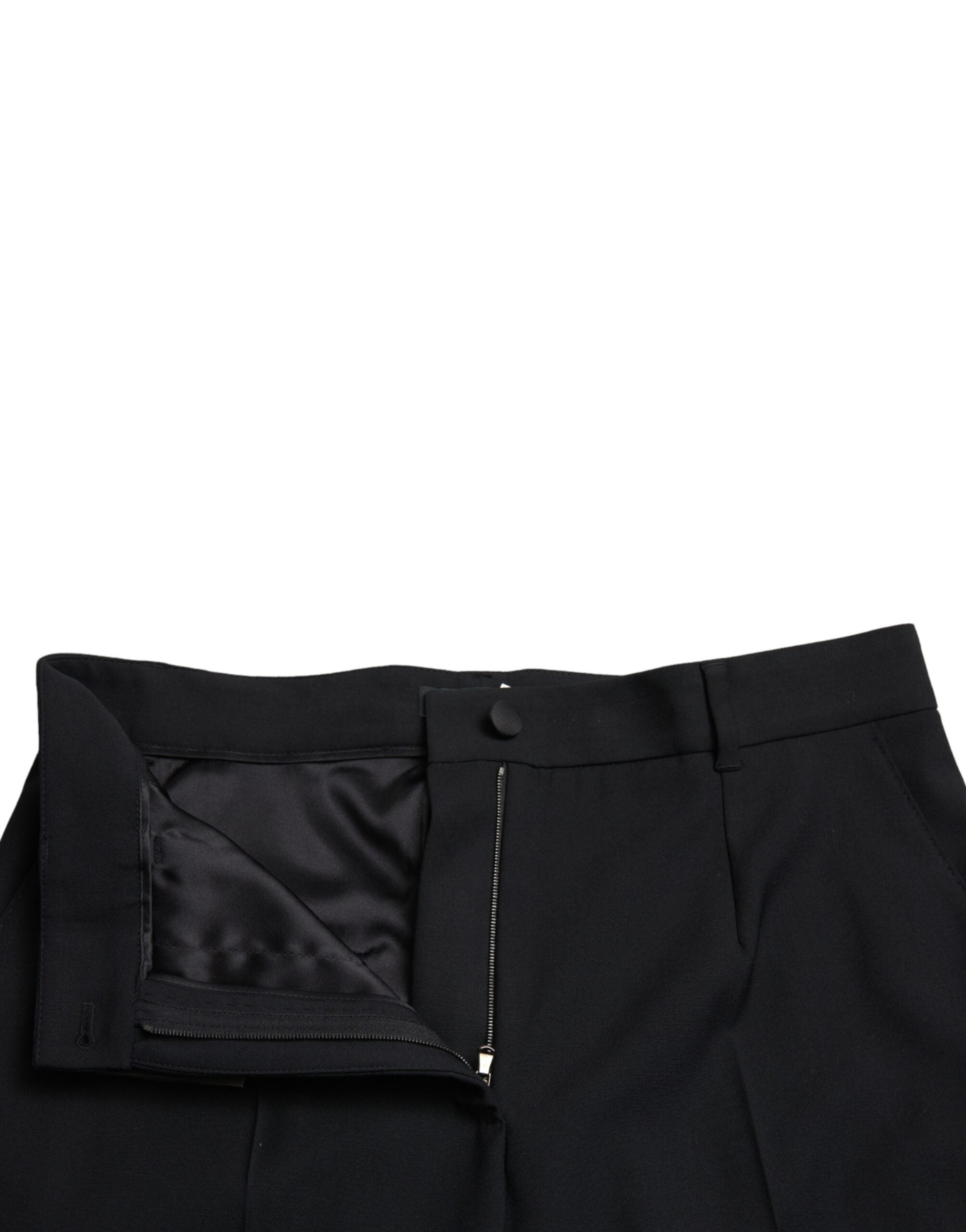 Dolce & Gabbana Black Wool High Waist Straight Women's Pants