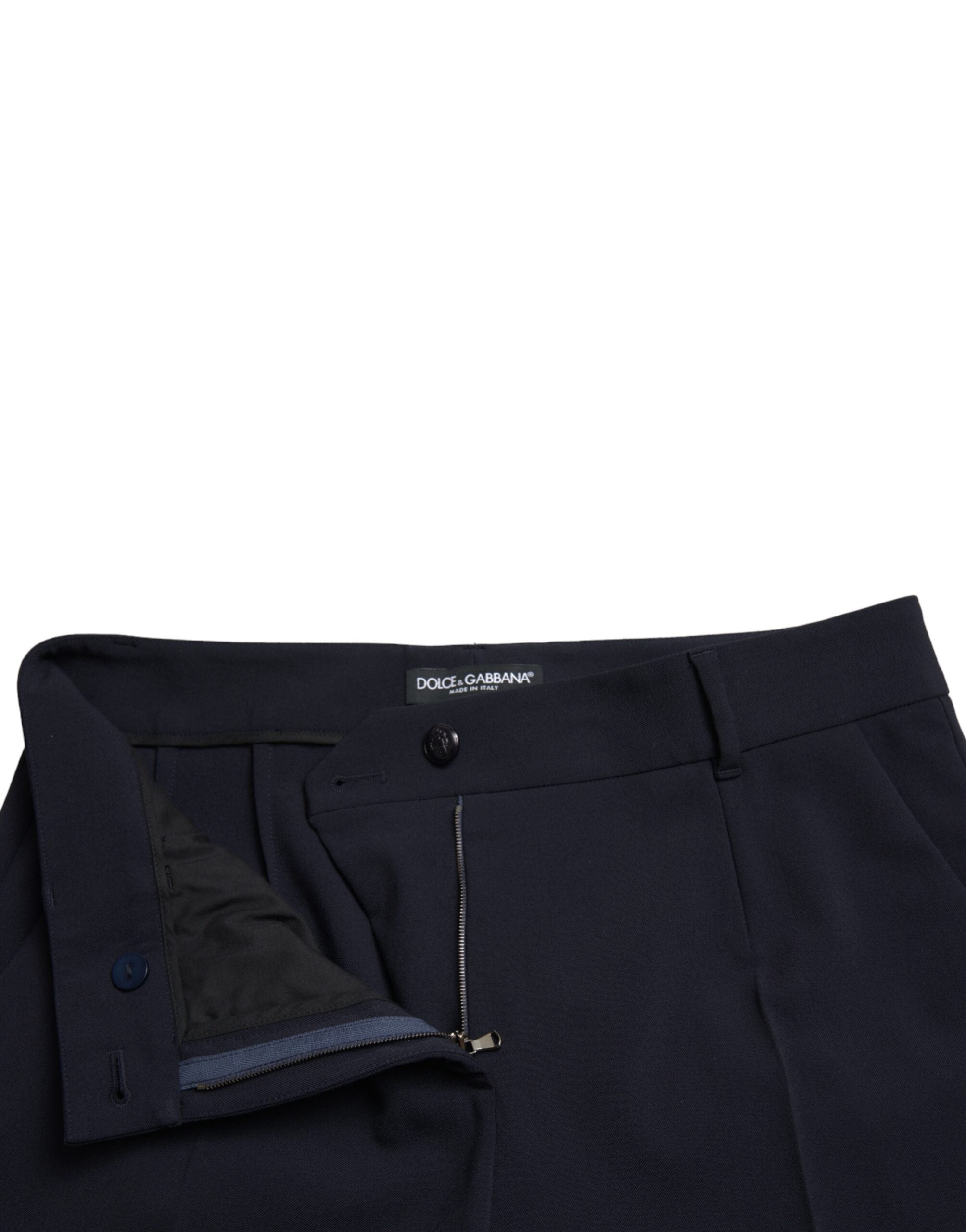 Dolce & Gabbana Blue Mid Waist Tapered Cropped Women's Pants
