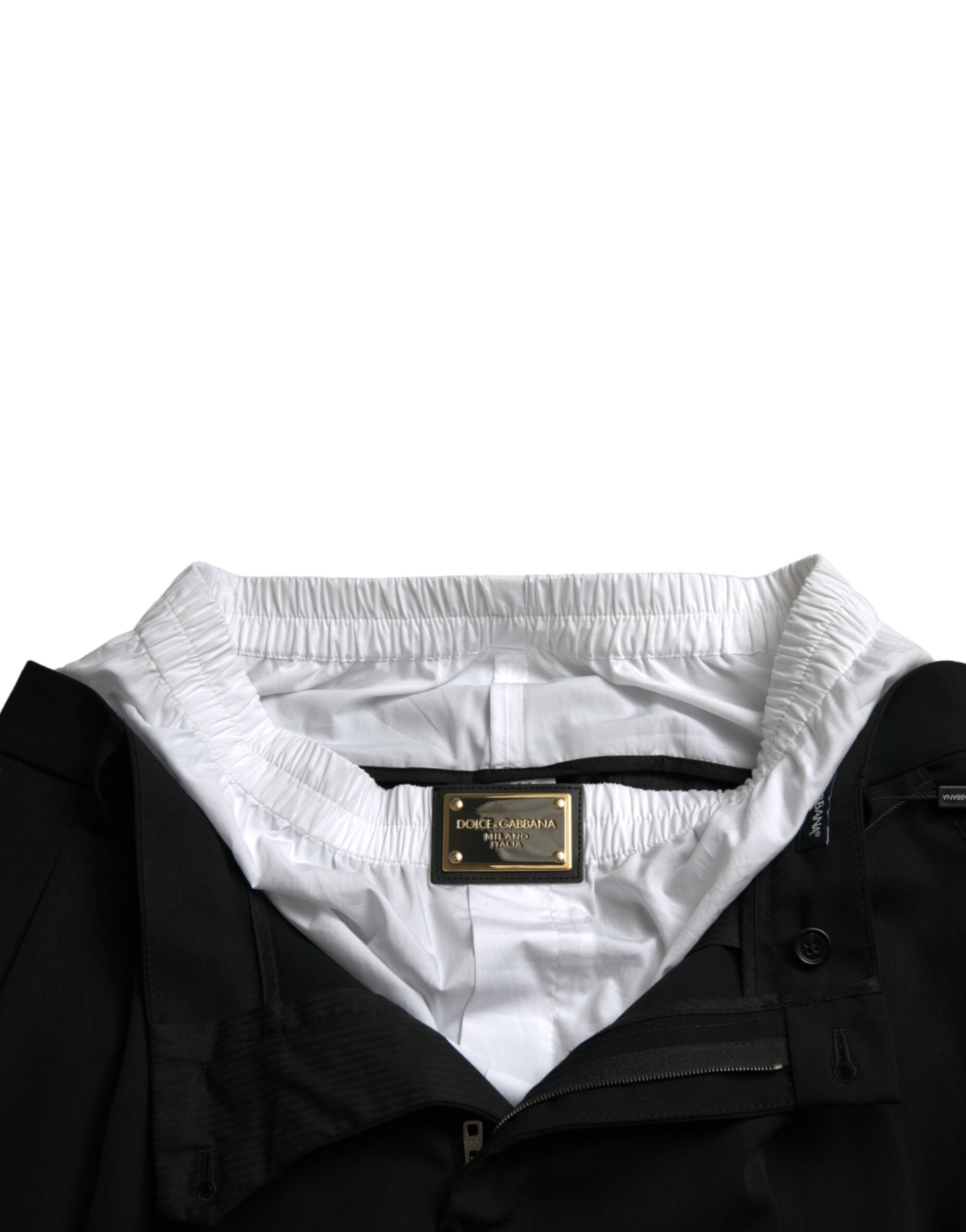 Dolce & Gabbana Black Wool Formal Straight Fit Dress Men's Pants