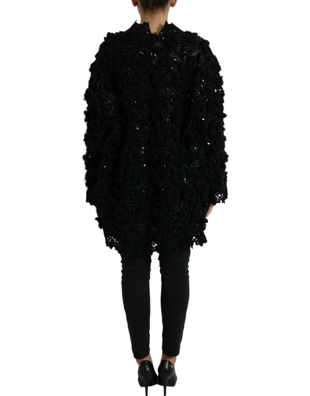 Dolce & Gabbana Black Sequined Embellished Pullover Women's Sweater
