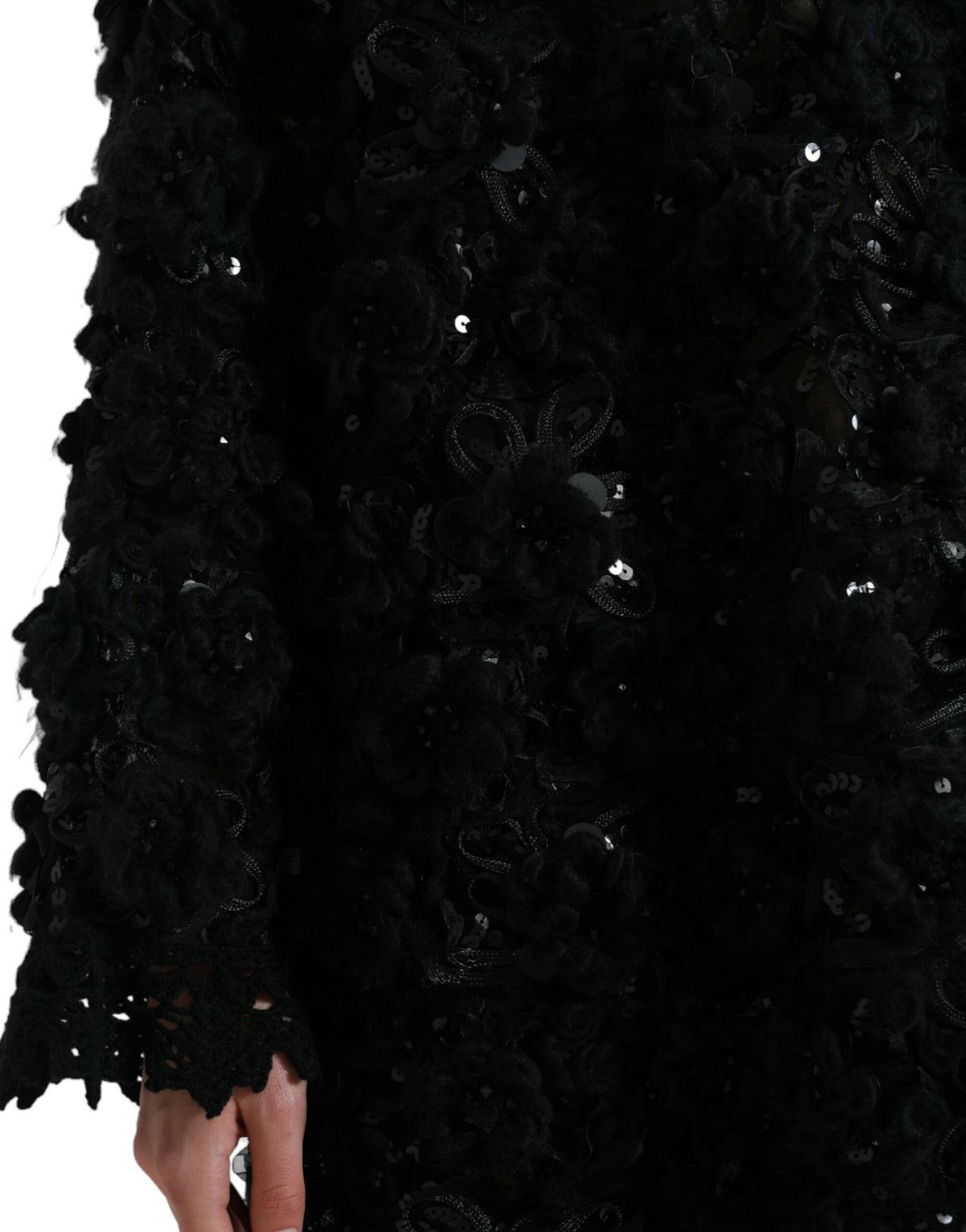 Dolce & Gabbana Black Sequined Embellished Pullover Women's Sweater