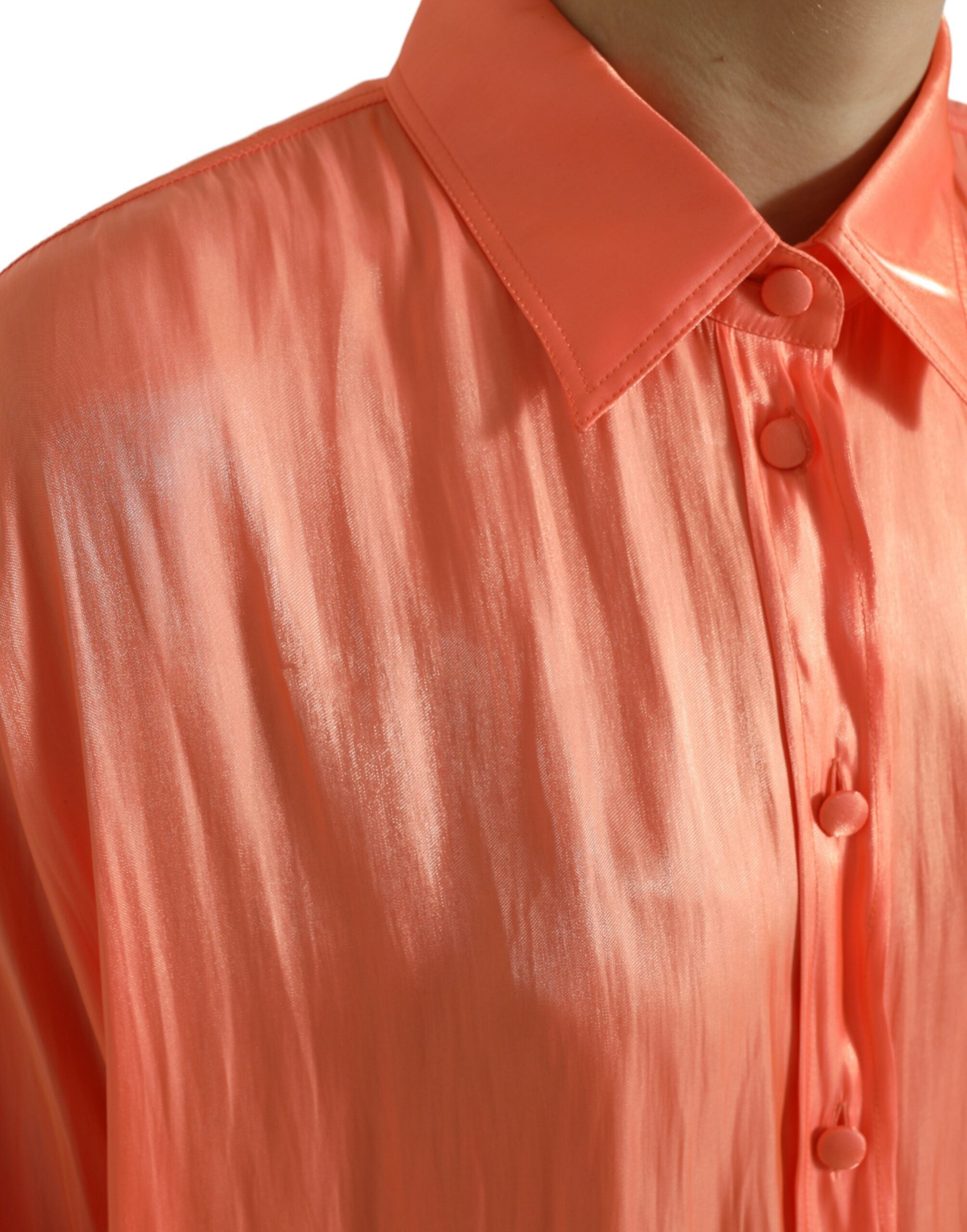 Dolce & Gabbana Peach Long Sleeve Button Down Blouse Women's Top