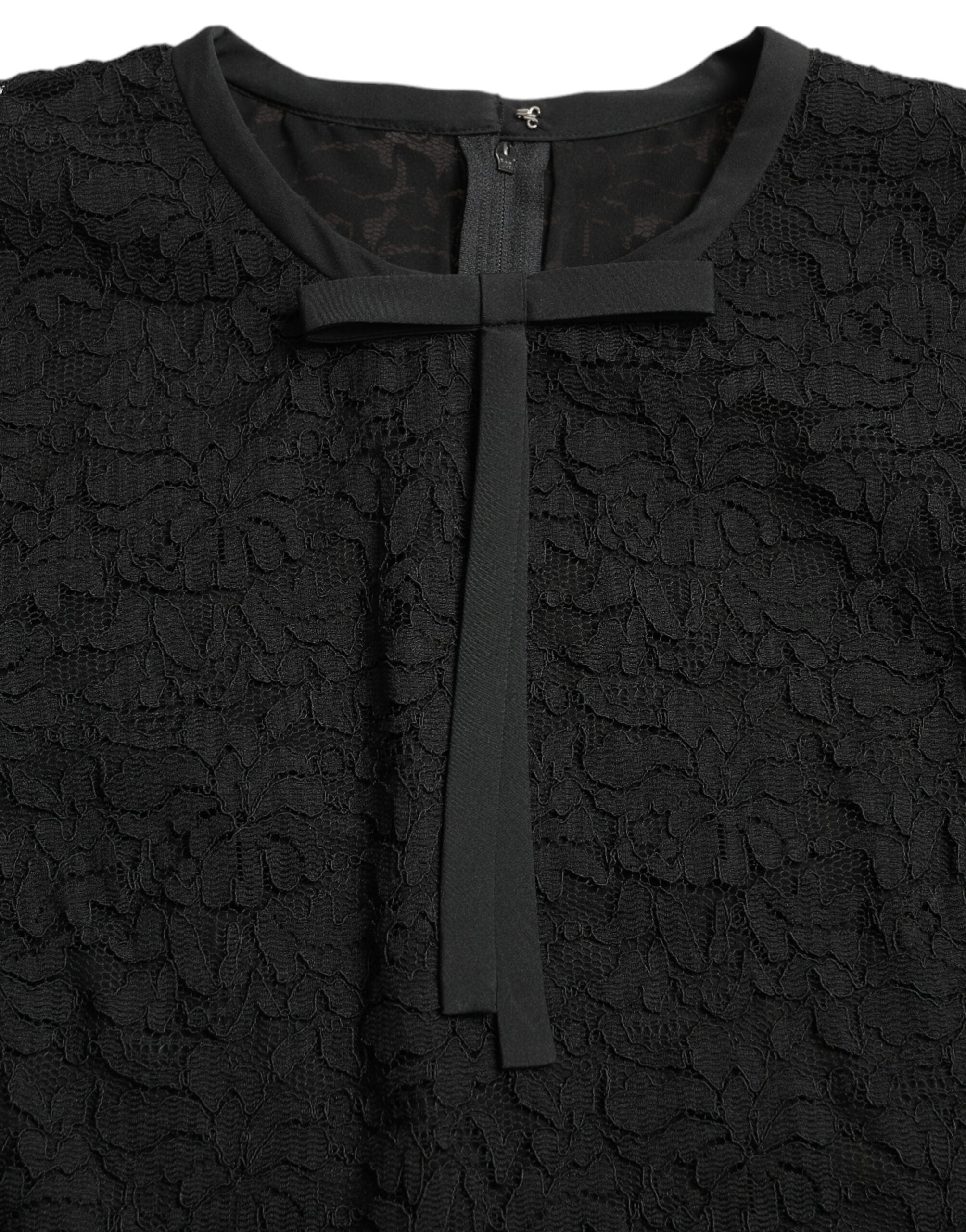 Dolce & Gabbana Black STAFF Blouse Floral Lace Nylon Women's Top