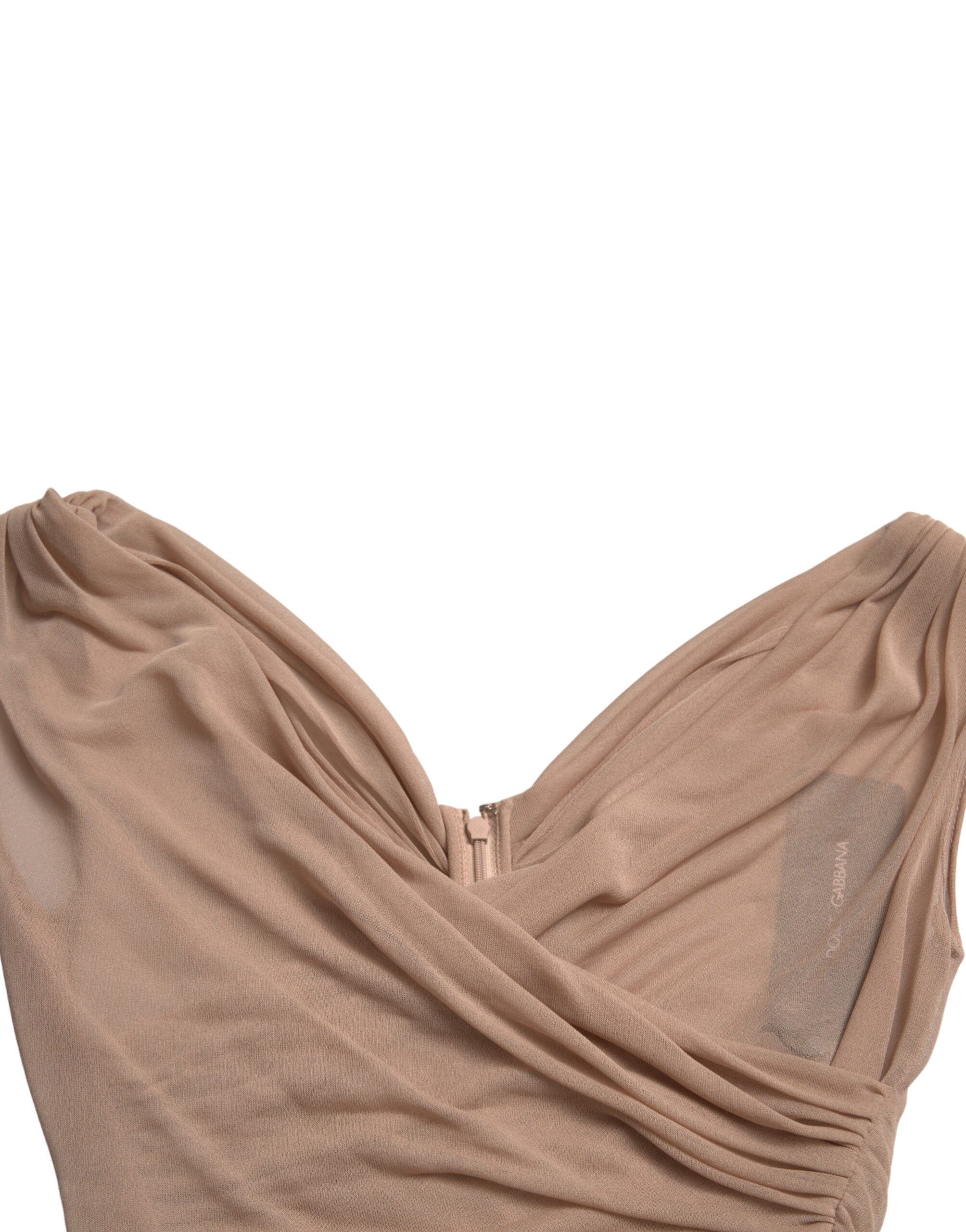 Dolce & Gabbana Elegant Beige V-Neck Sleeveless Sheer Tank Women's Top