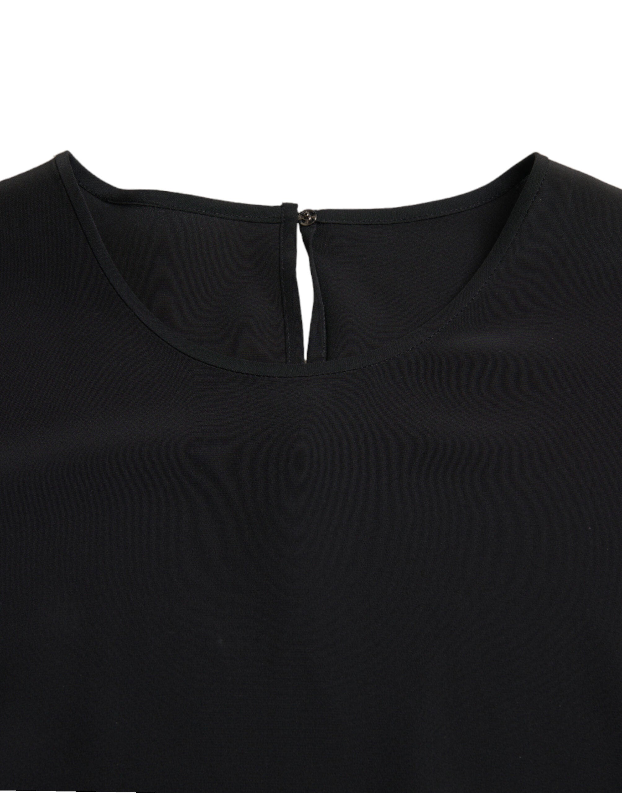 Dolce & Gabbana Black Silk Round Neck Short Sleeve Blouse Women's Top