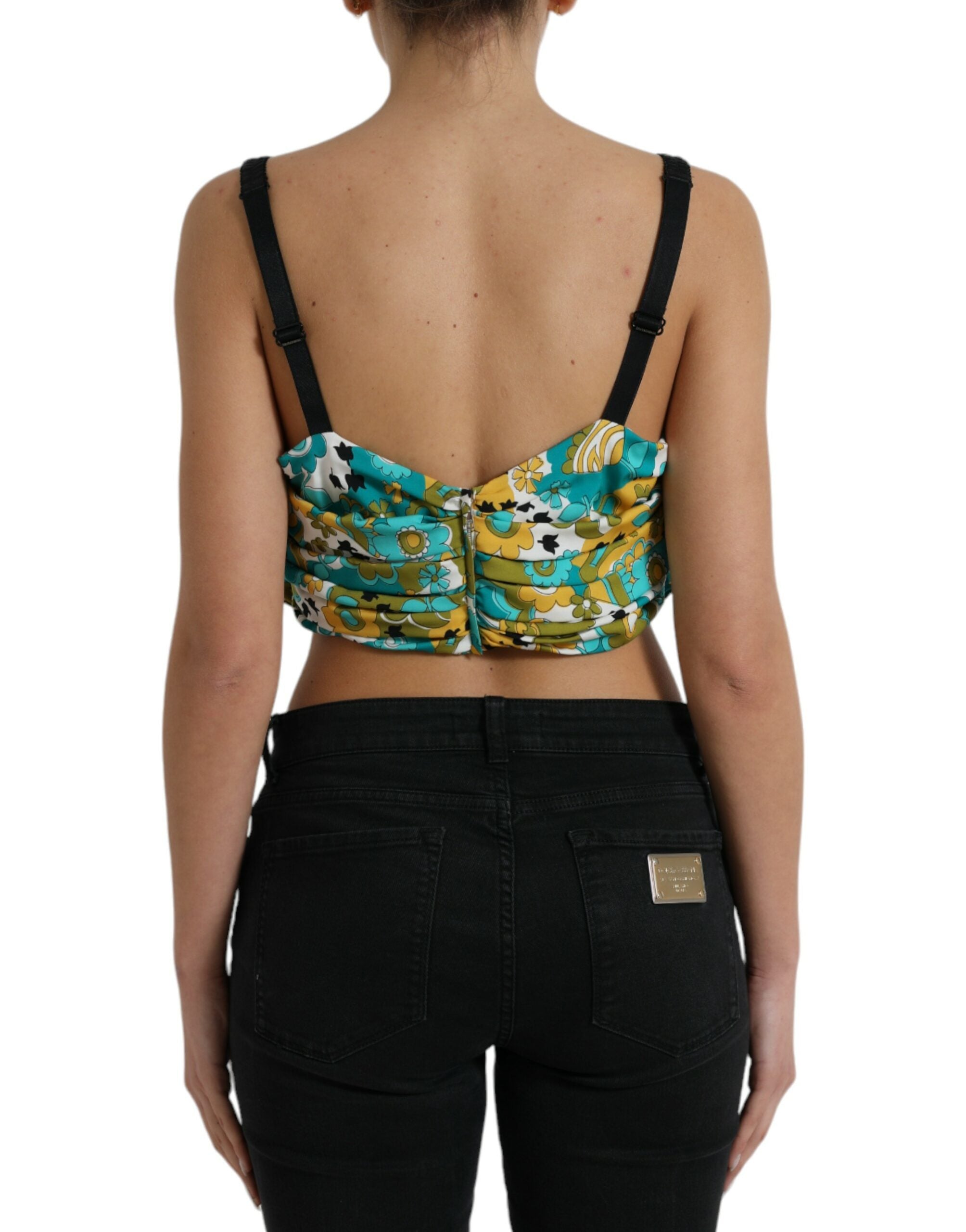 Dolce & Gabbana Multicolor Floral Sleeveless Cropped Women's Top