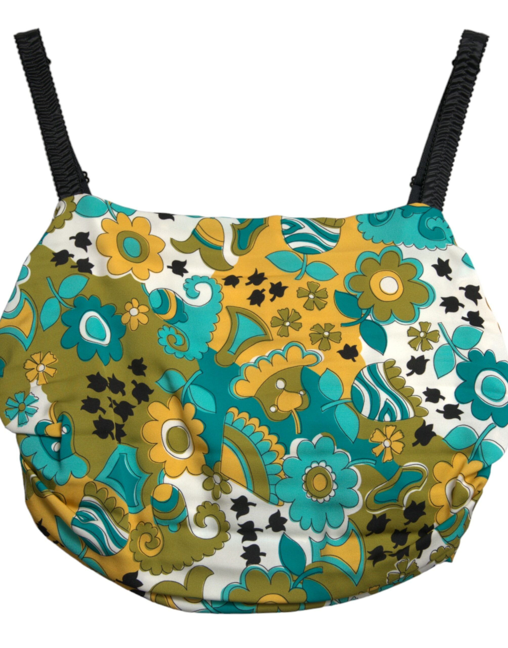 Dolce & Gabbana Multicolor Floral Sleeveless Cropped Women's Top