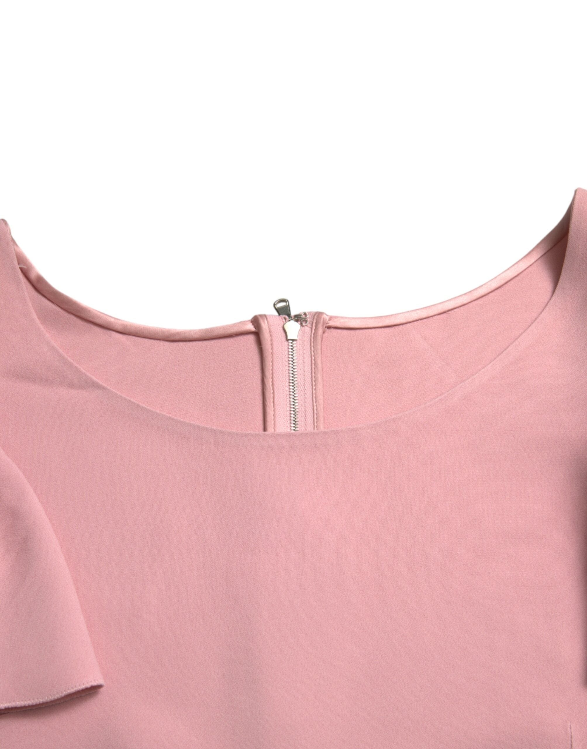 Dolce & Gabbana Pink Short Sleeves Round Neck Blouse Women's Top