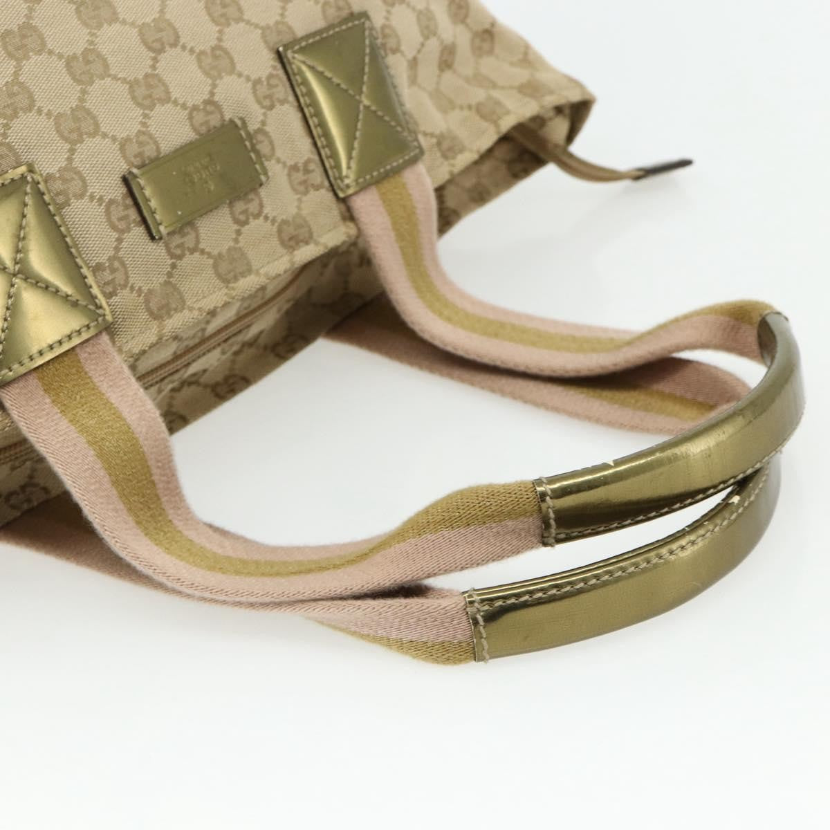 Gucci Web Zip Tote Gg Canvas And Leather Beige Canvas Tote Bag Bag (Pre-Owned)
