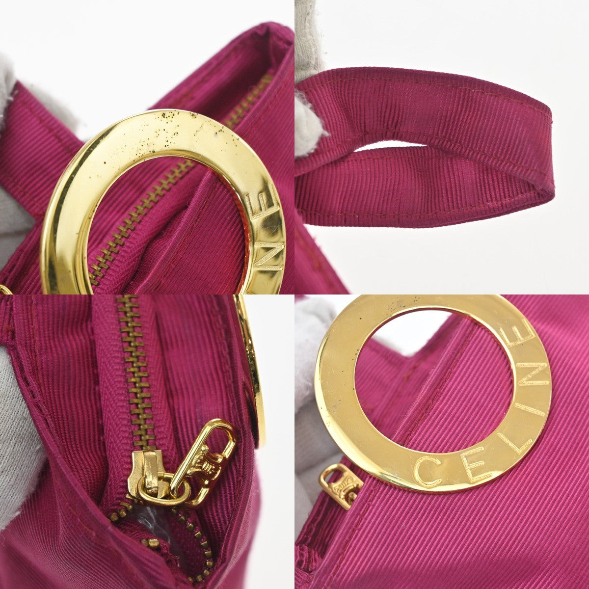Celine Circle Logo Pouch Canvas Purple Canvas Clutche & Pouche Bag (Pre-Owned)
