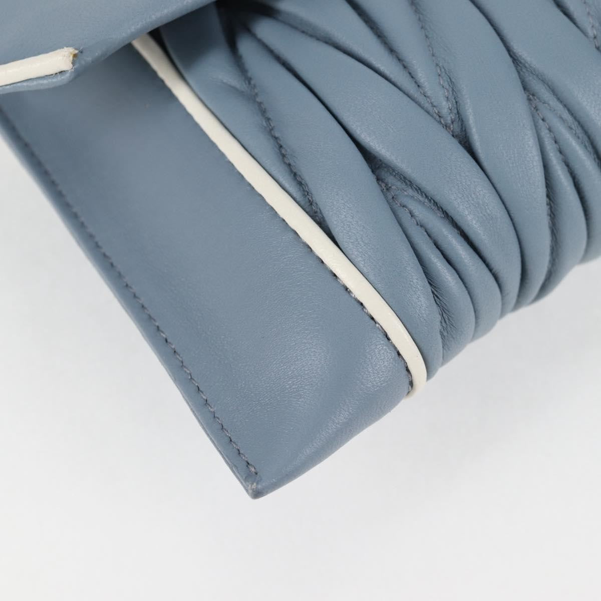 Miu Miu Madras Chain Clutch Matelasse Leather With Glitter Blue Leather Shoulder Bag Bag (Pre-Owned)