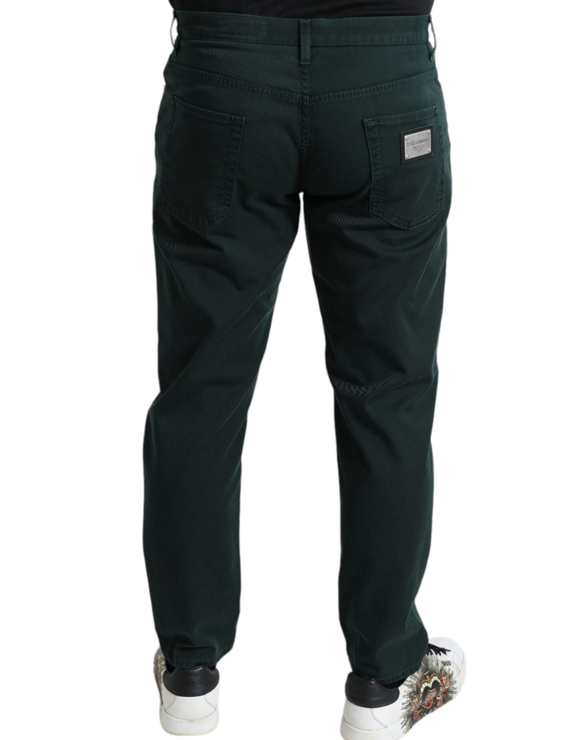 Dolce & Gabbana Green Cotton Stretch Skinny Men Denim Men's Jeans