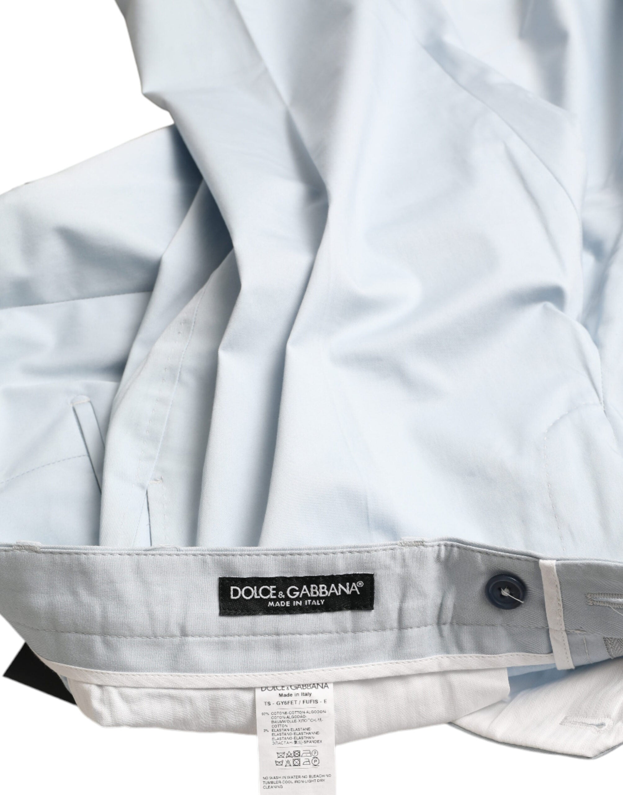 Dolce & Gabbana Sky Blue Cotton Stretch Skinny Men's Pants