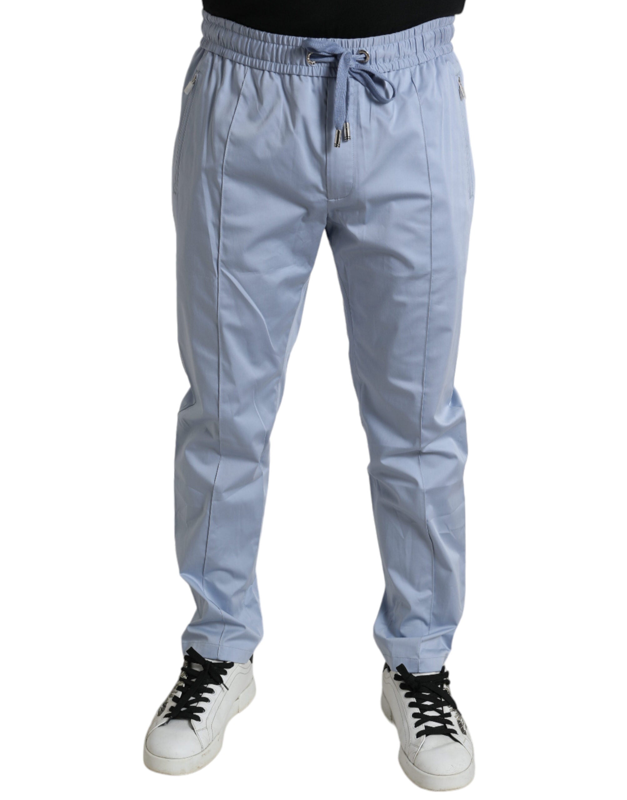 Dolce & Gabbana Light Blue Cotton Stretch Jogger Men's Pants
