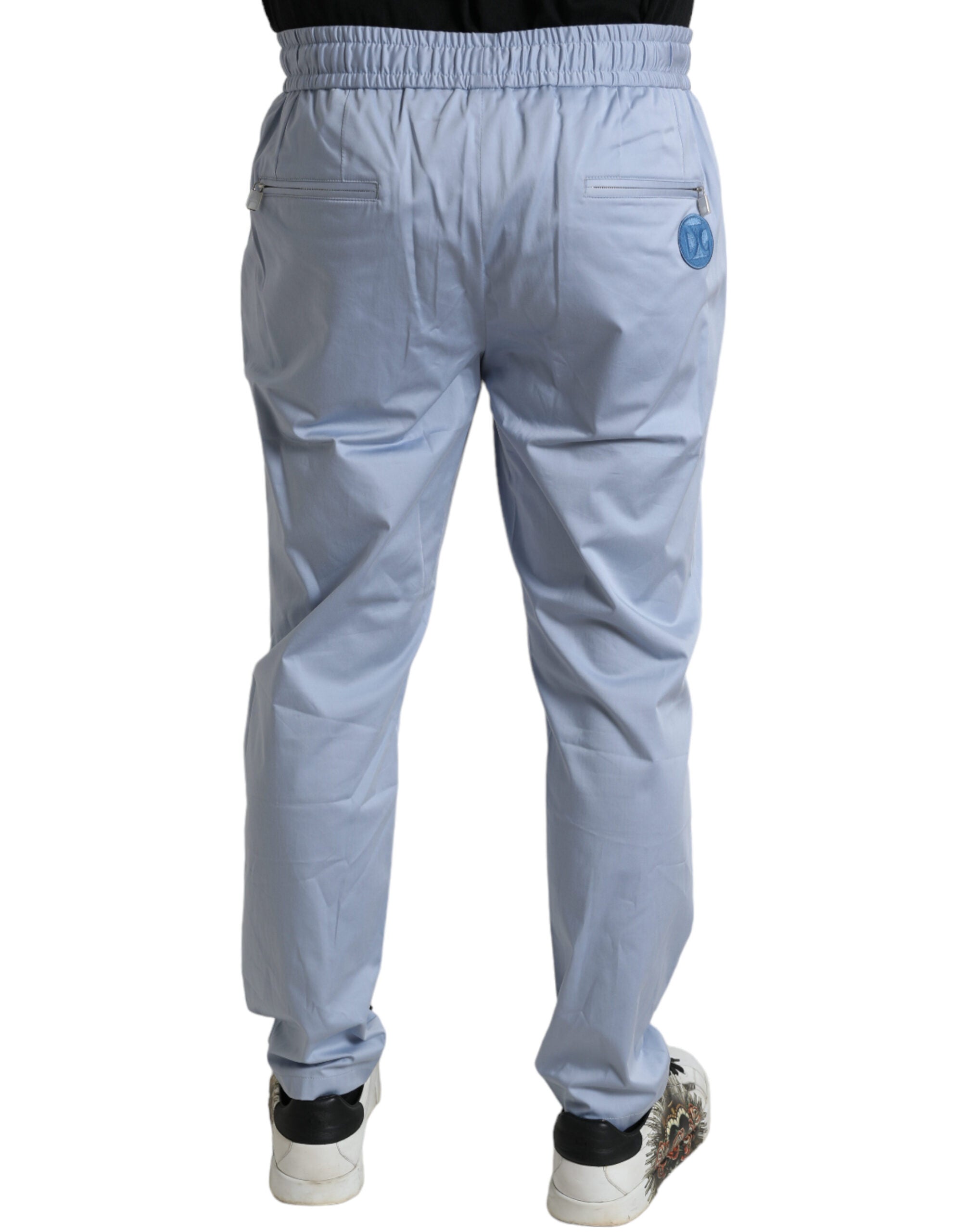 Dolce & Gabbana Light Blue Cotton Stretch Jogger Men's Pants