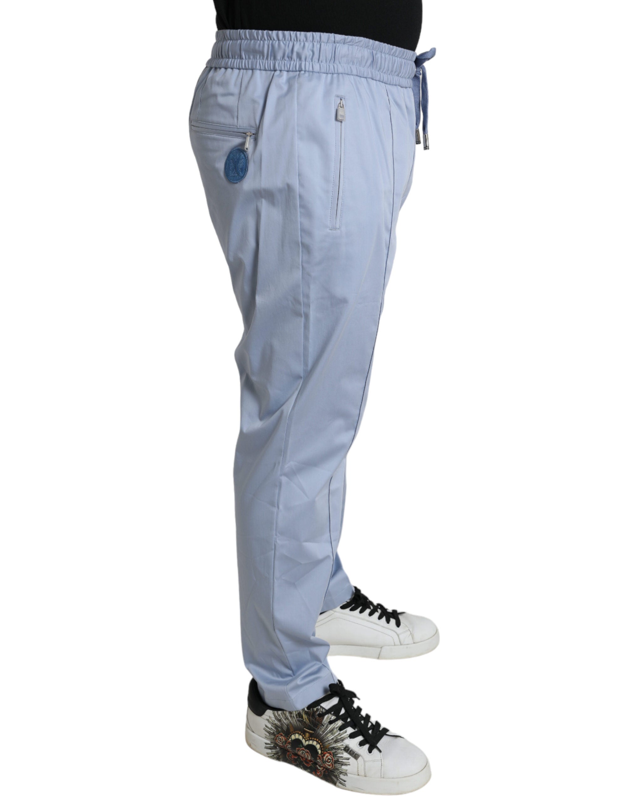 Dolce & Gabbana Light Blue Cotton Stretch Jogger Men's Pants