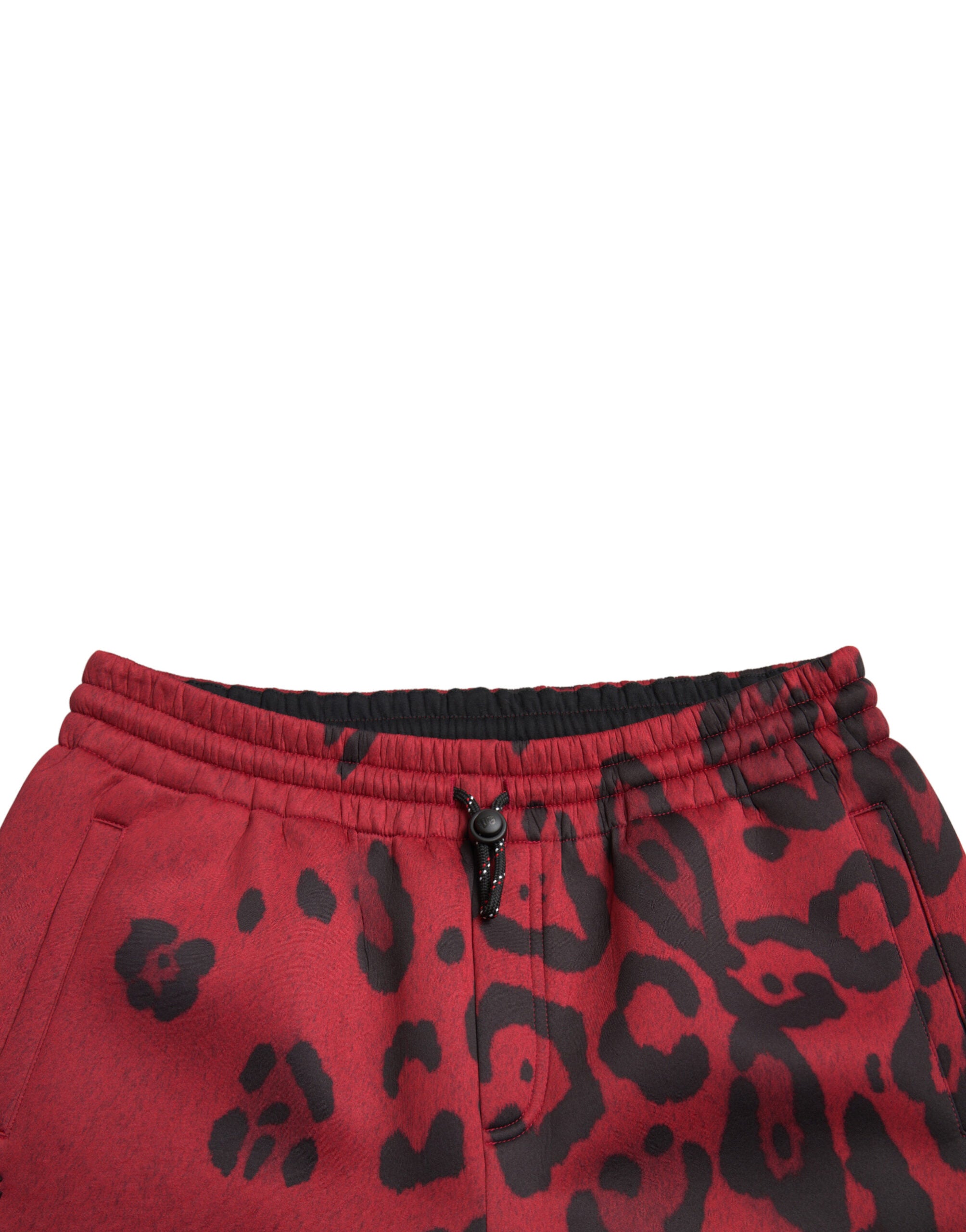 Dolce & Gabbana Red Black Leopard Stretch Jogger Men's Pants