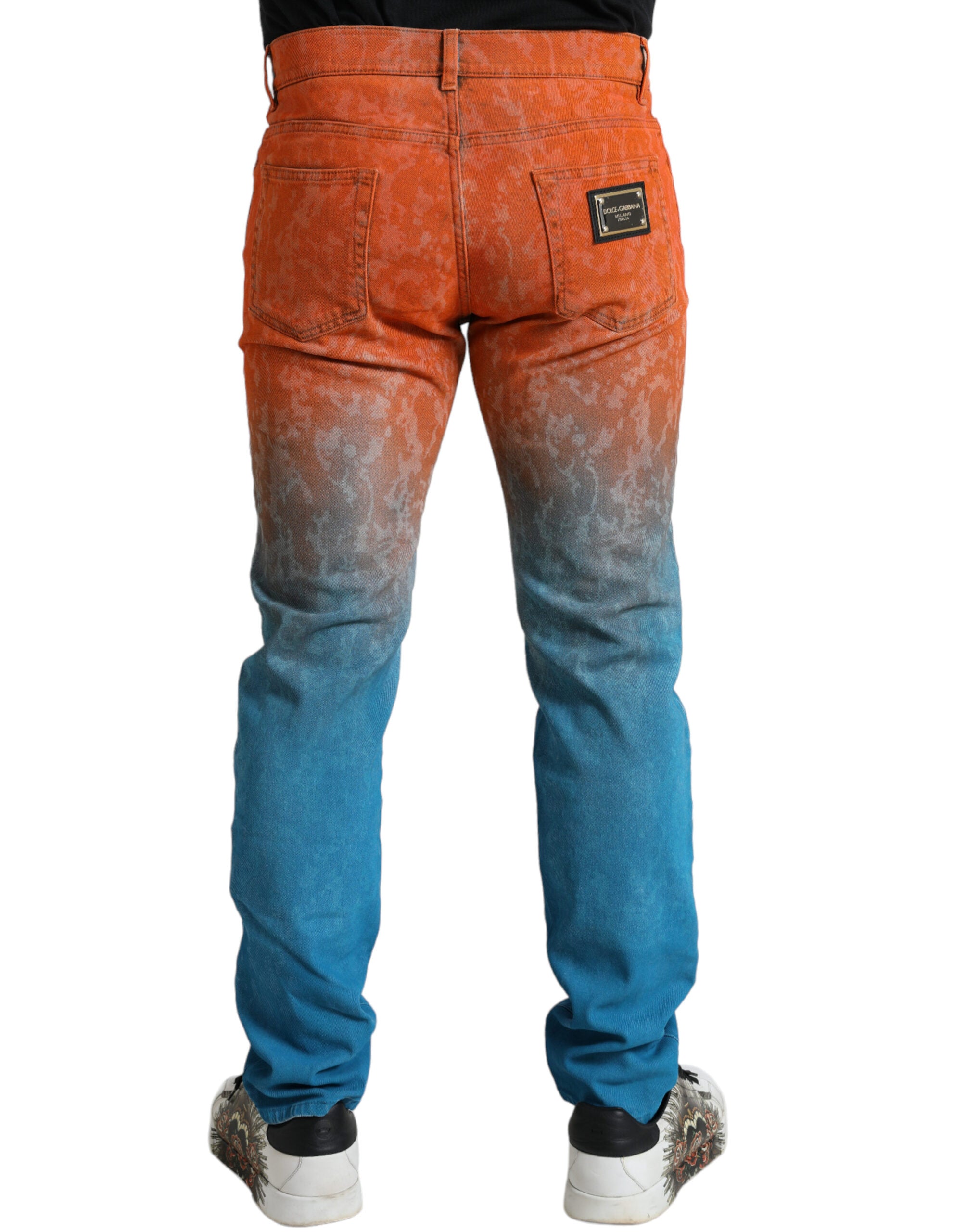 Dolce & Gabbana Multicolor Ombre Cotton Slim Fit Denim Men's Jeans
