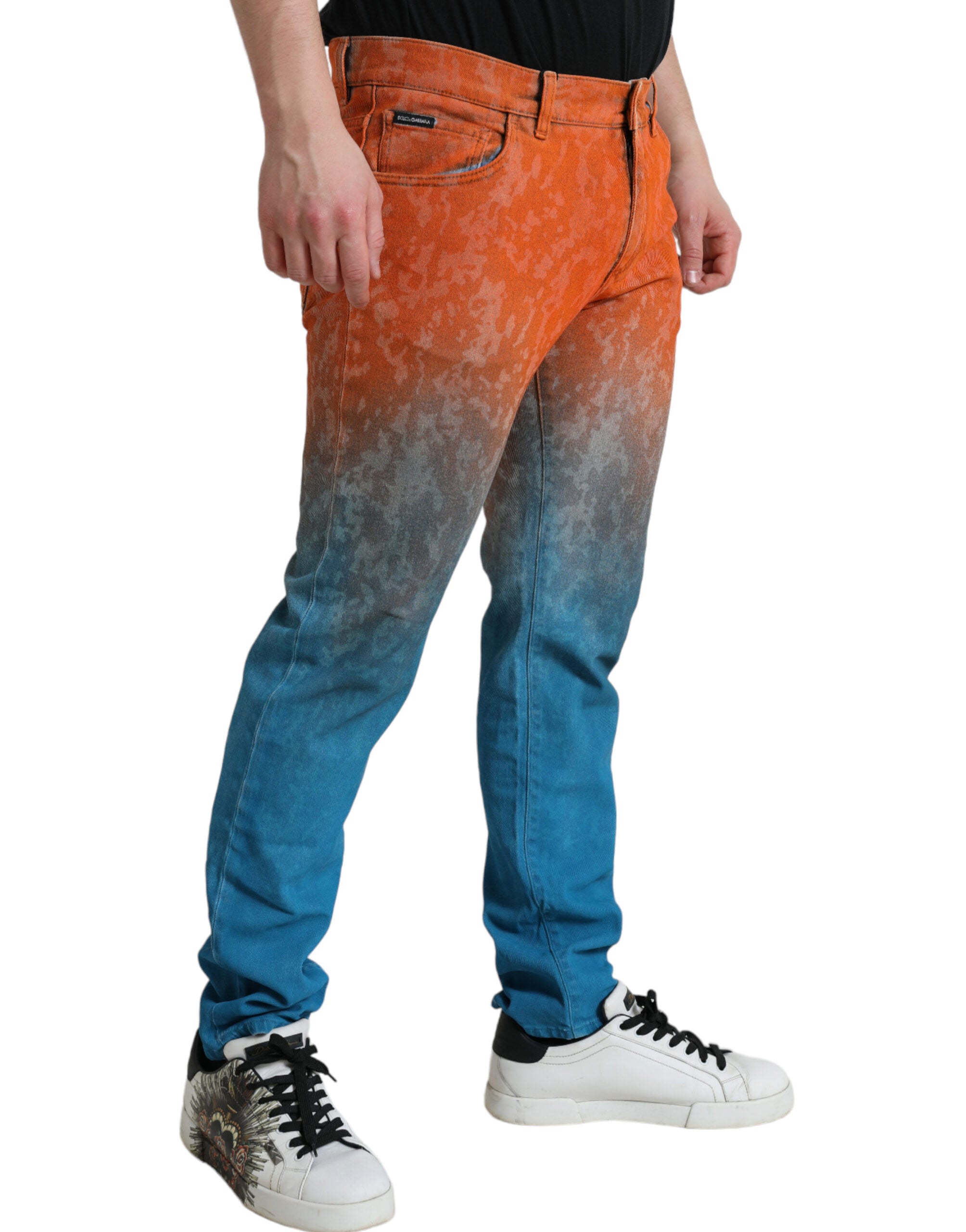Dolce & Gabbana Multicolor Ombre Cotton Slim Fit Denim Men's Jeans