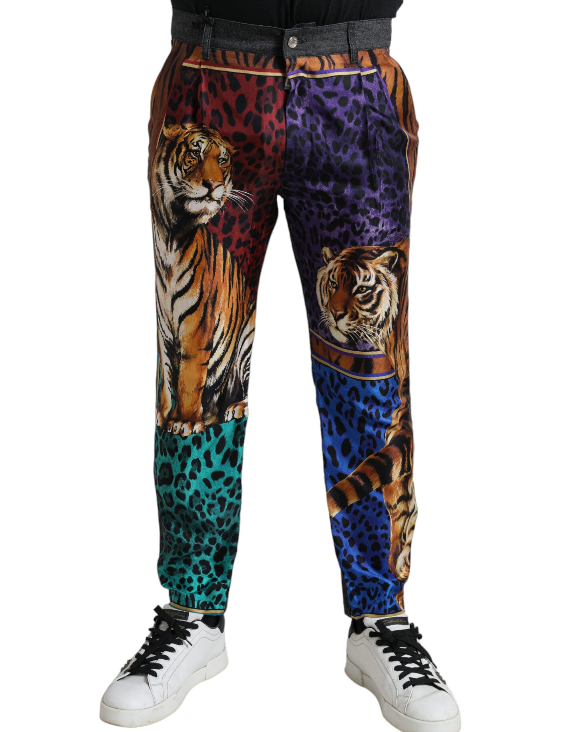 Dolce & Gabbana Multicolor Tiger Cotton Loose Denim Men's Jeans