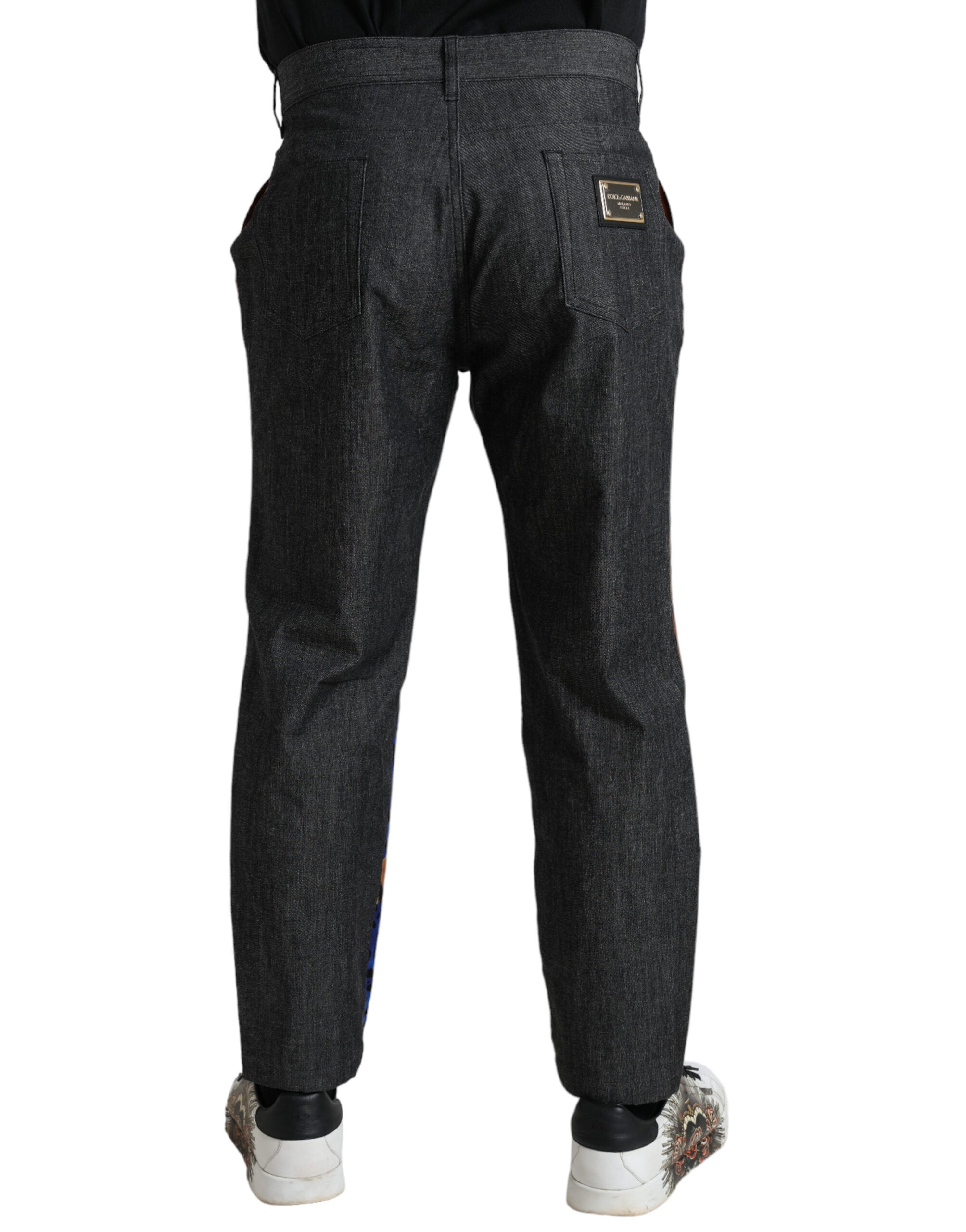 Dolce & Gabbana Multicolor Tiger Cotton Loose Denim Men's Jeans