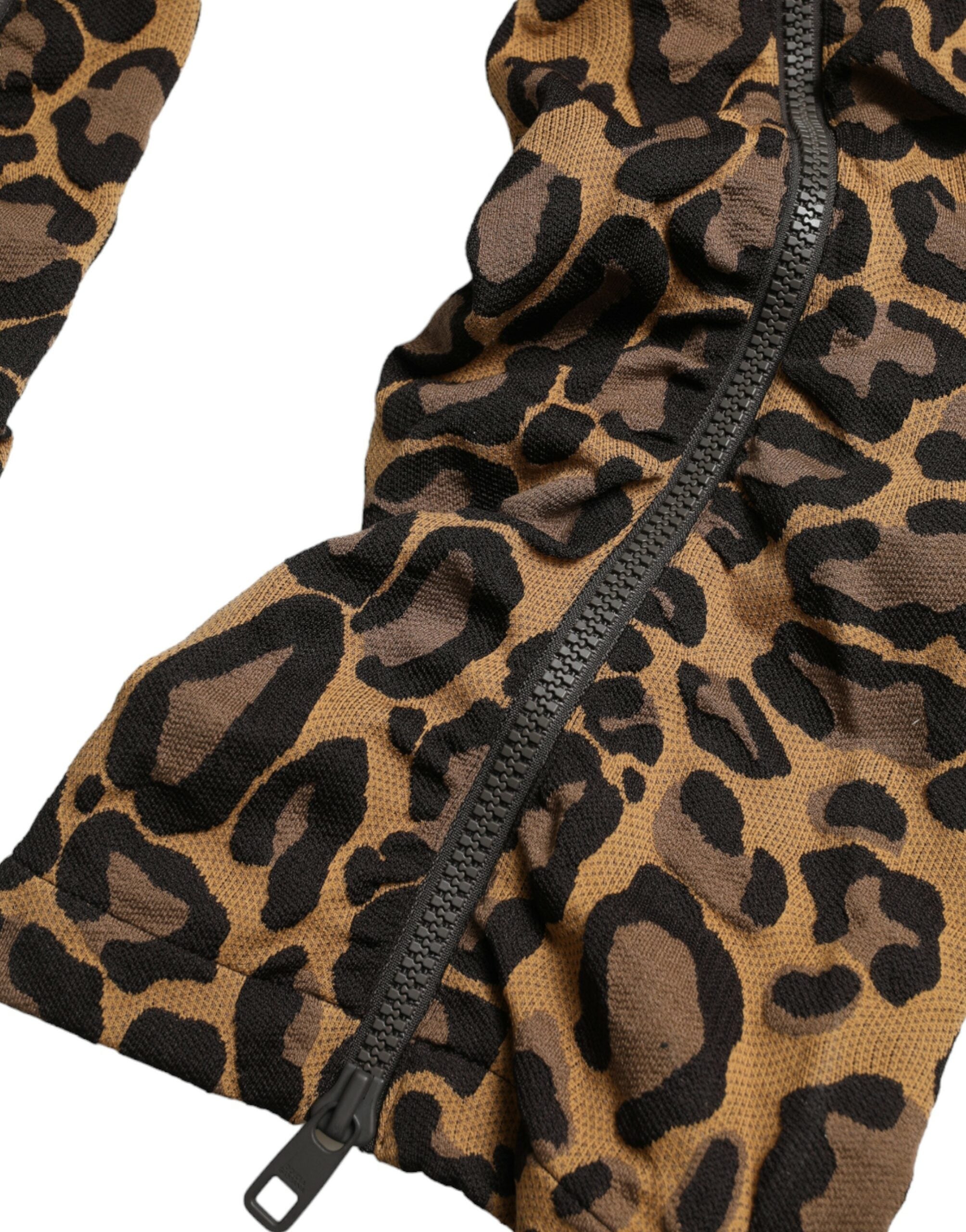 Dolce & Gabbana Brown Leopard Jacquard Jogger Men's Pants