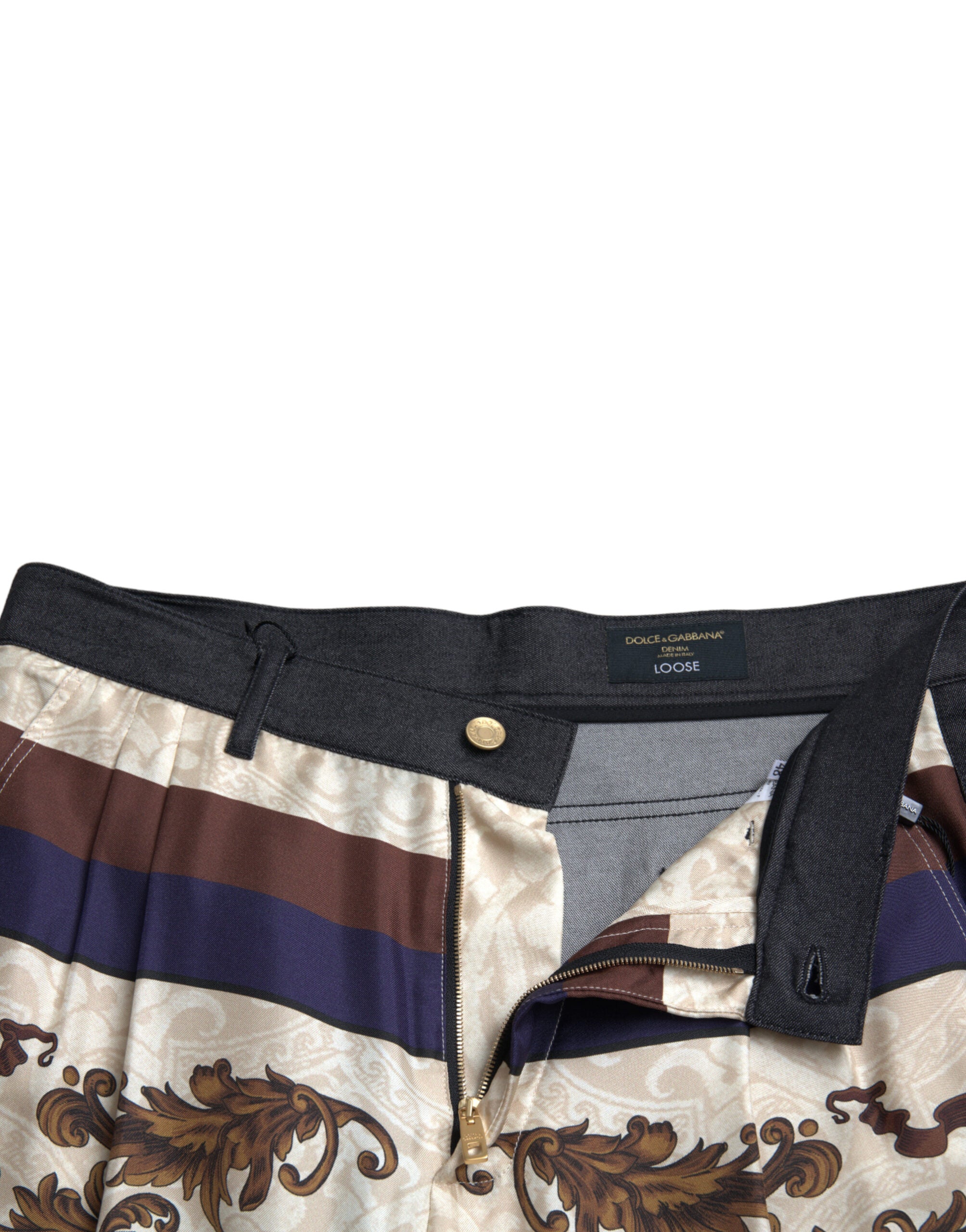 Dolce & Gabbana Elegant Silk Skinny Pants with Heraldic Men's Print