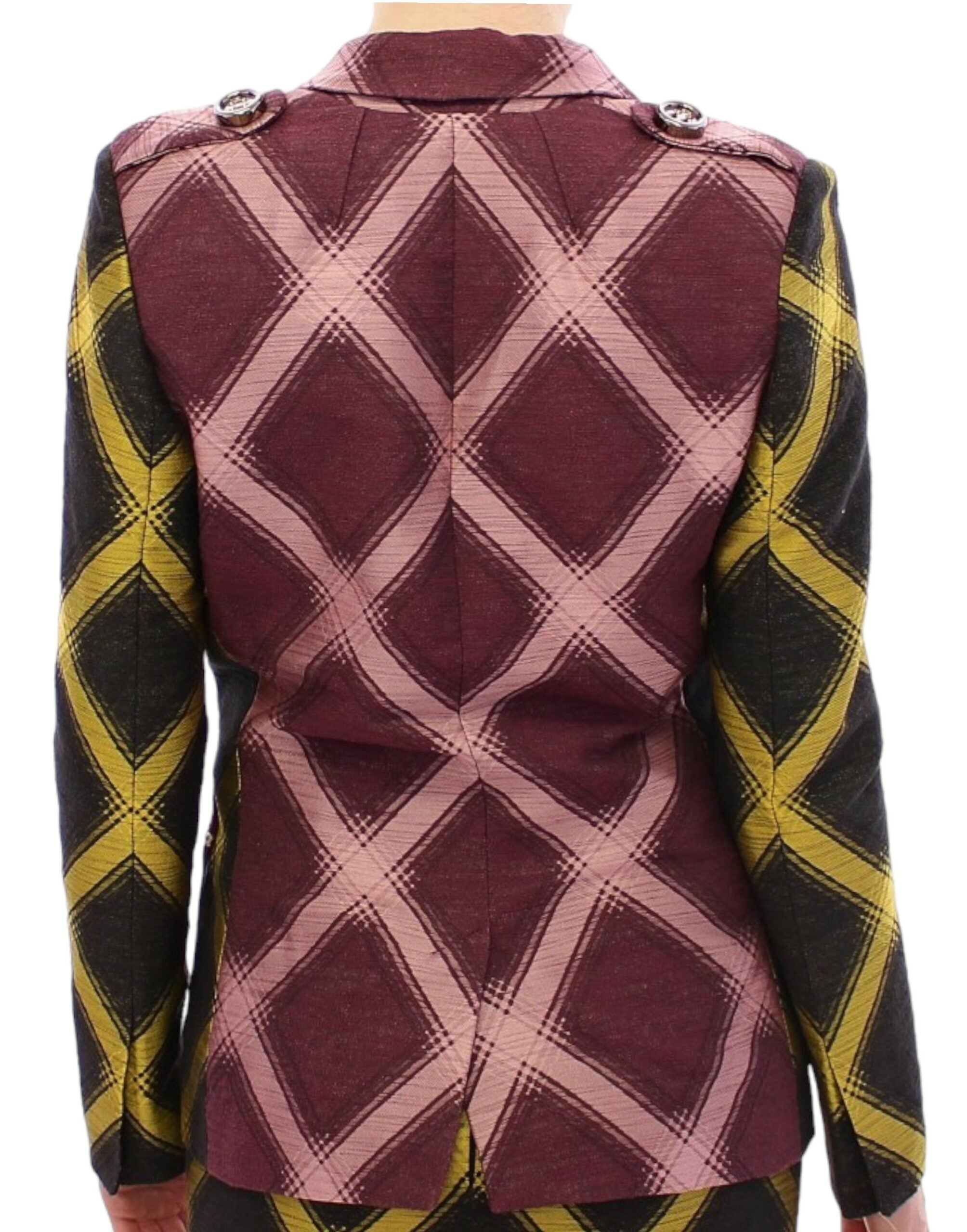 House of Holland Chic Purple Checkered Jacket Women's Blazer
