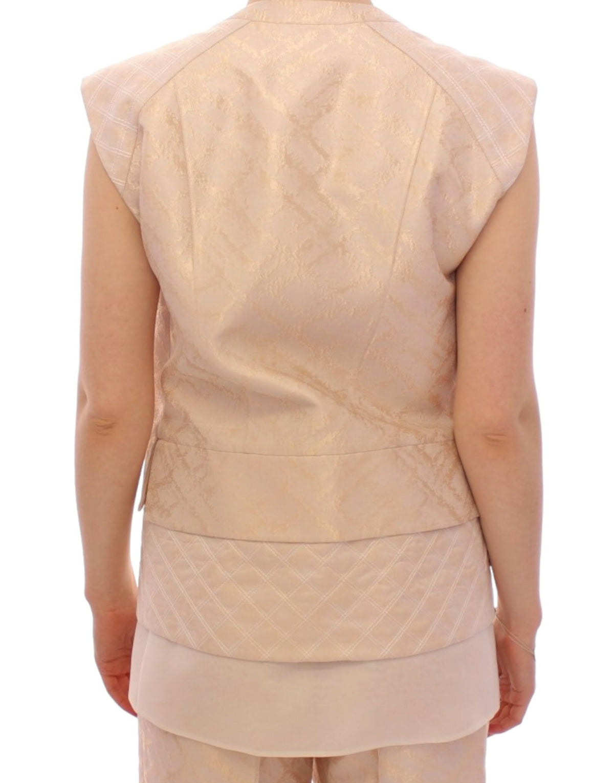 Zeyneptosun Beige brocade sleeveless Women's jacket