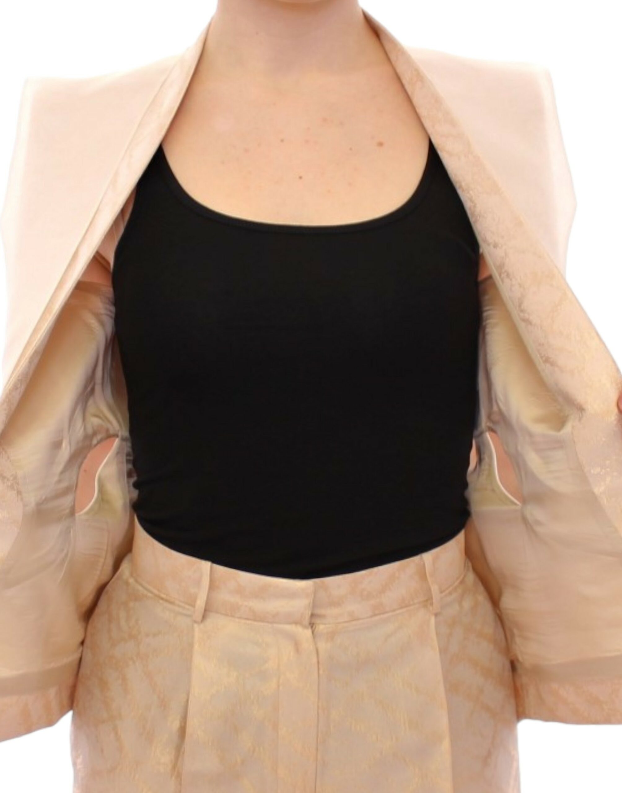 Zeyneptosun Exclusive Beige Brocade Sleeveless Women's Vest