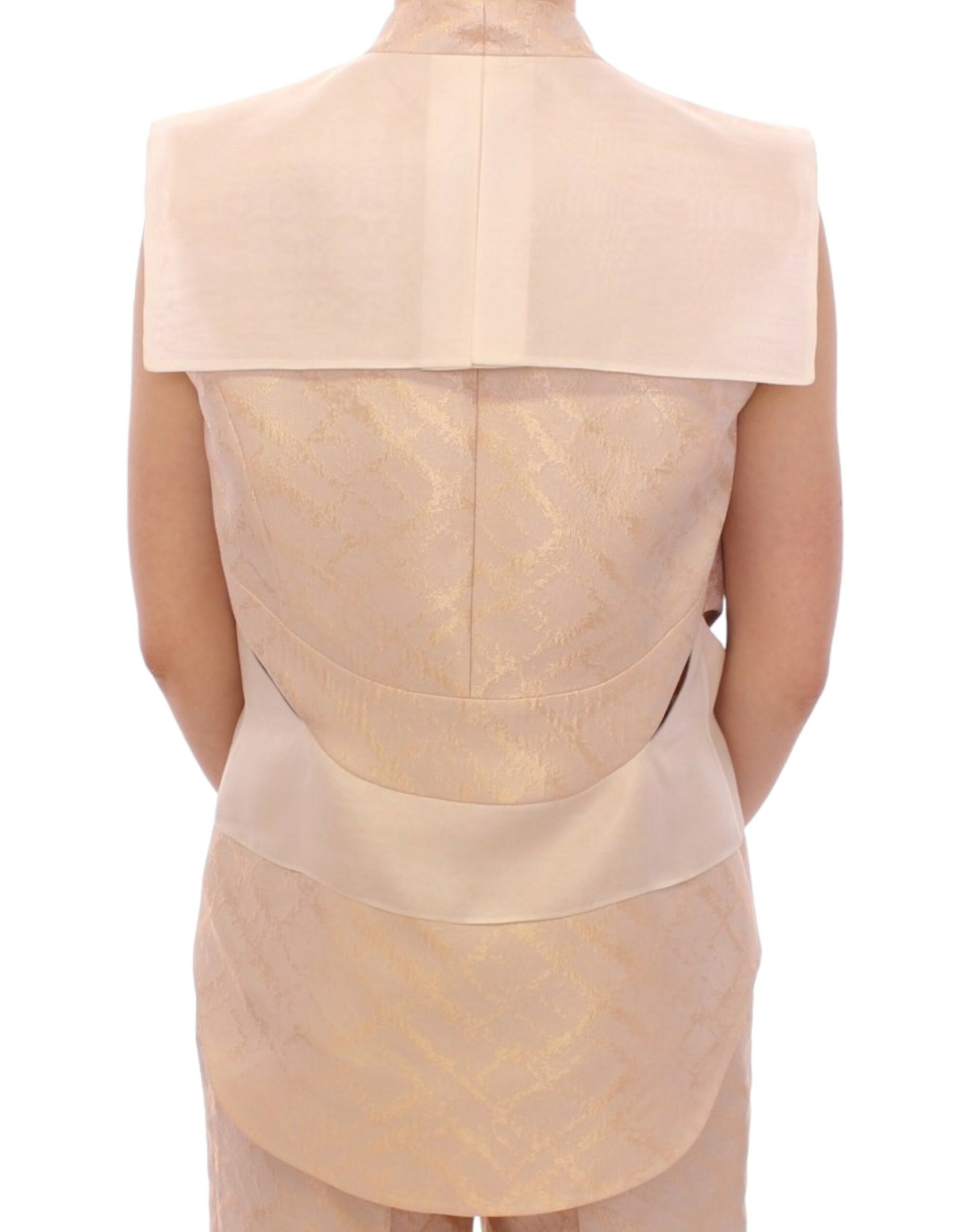 Zeyneptosun Exclusive Beige Brocade Sleeveless Women's Vest